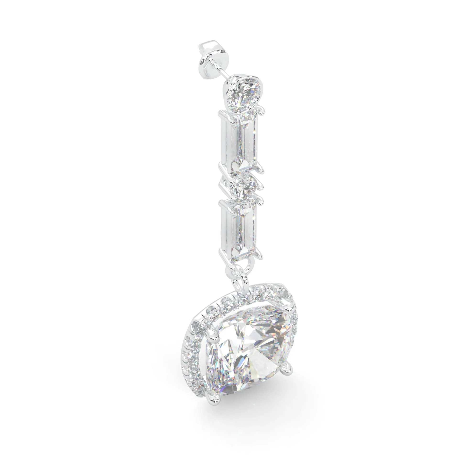 Cushion Cut Moissanite Earrings White Gold 14k - Image 5