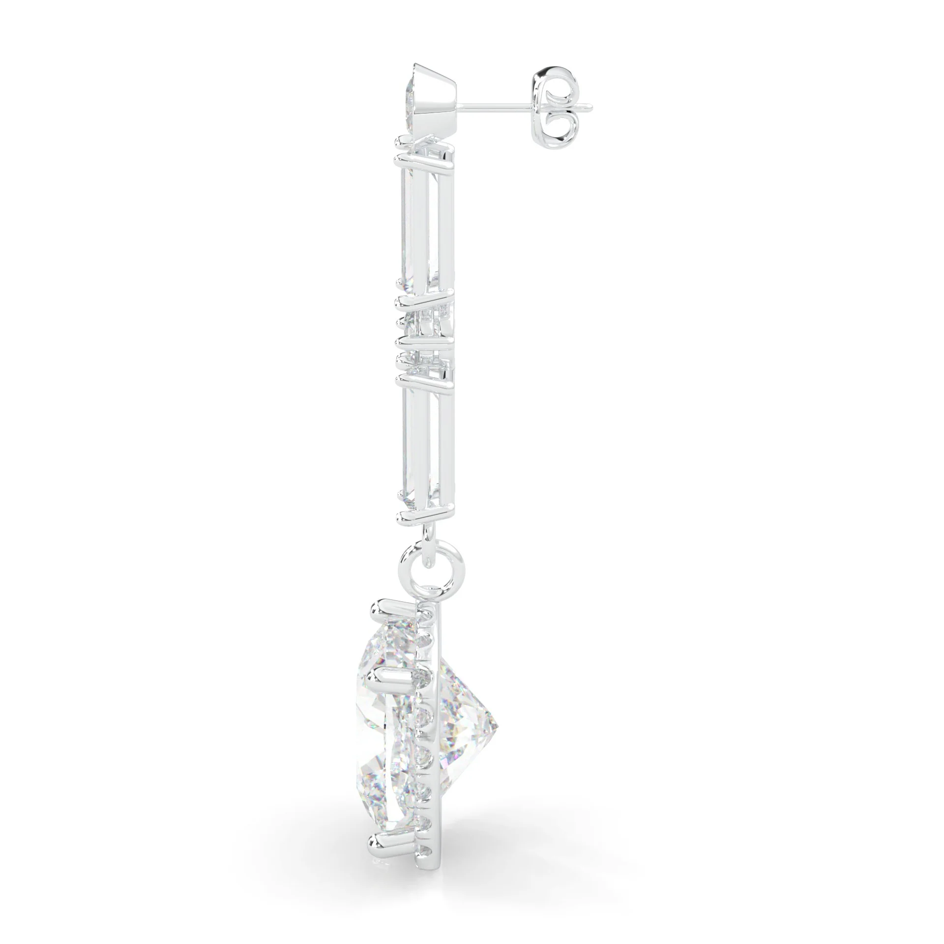 Cushion Cut Moissanite Earrings White Gold 14k - Image 6