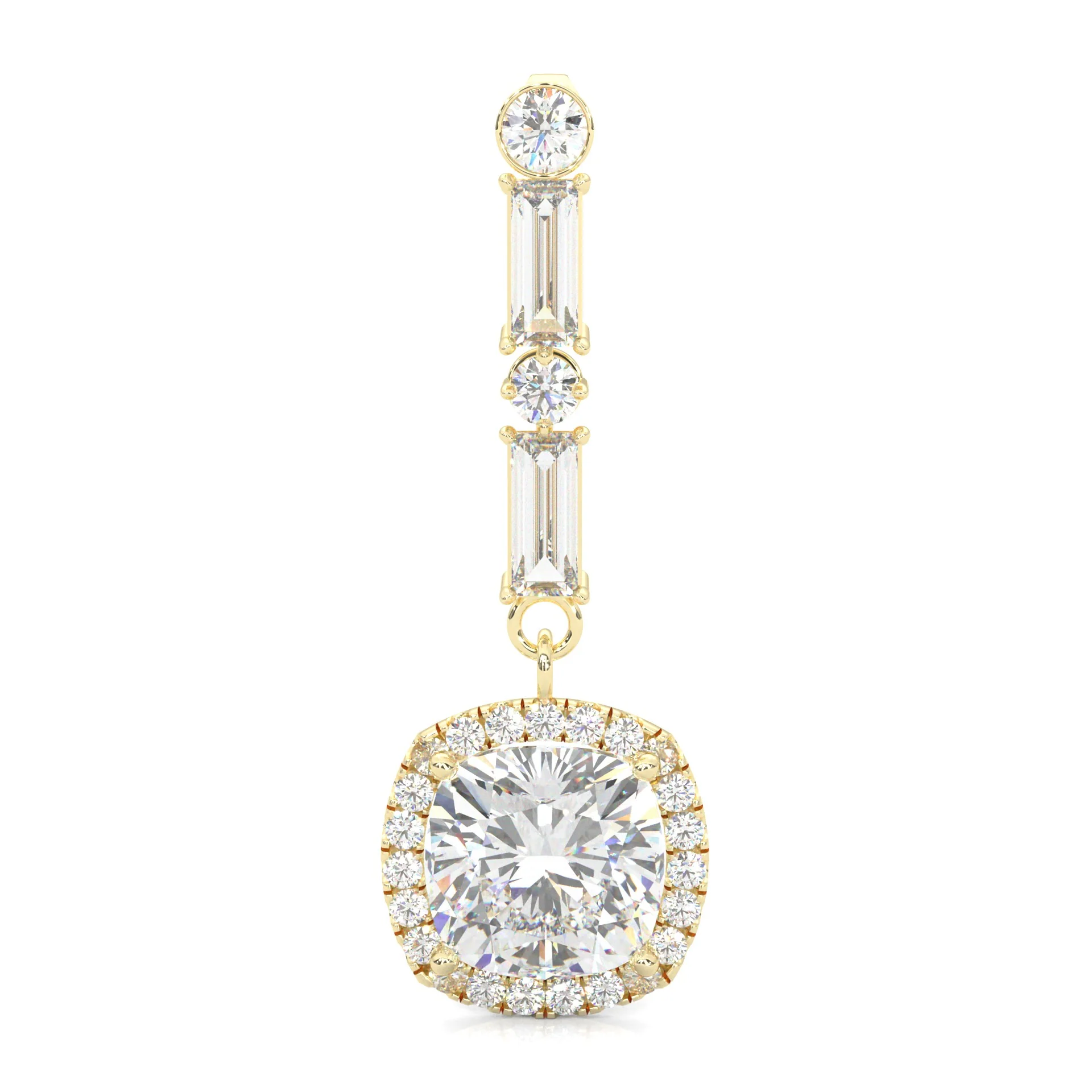 Cushion Cut Moissanite Earrings Yellow Gold 14k - Image 3