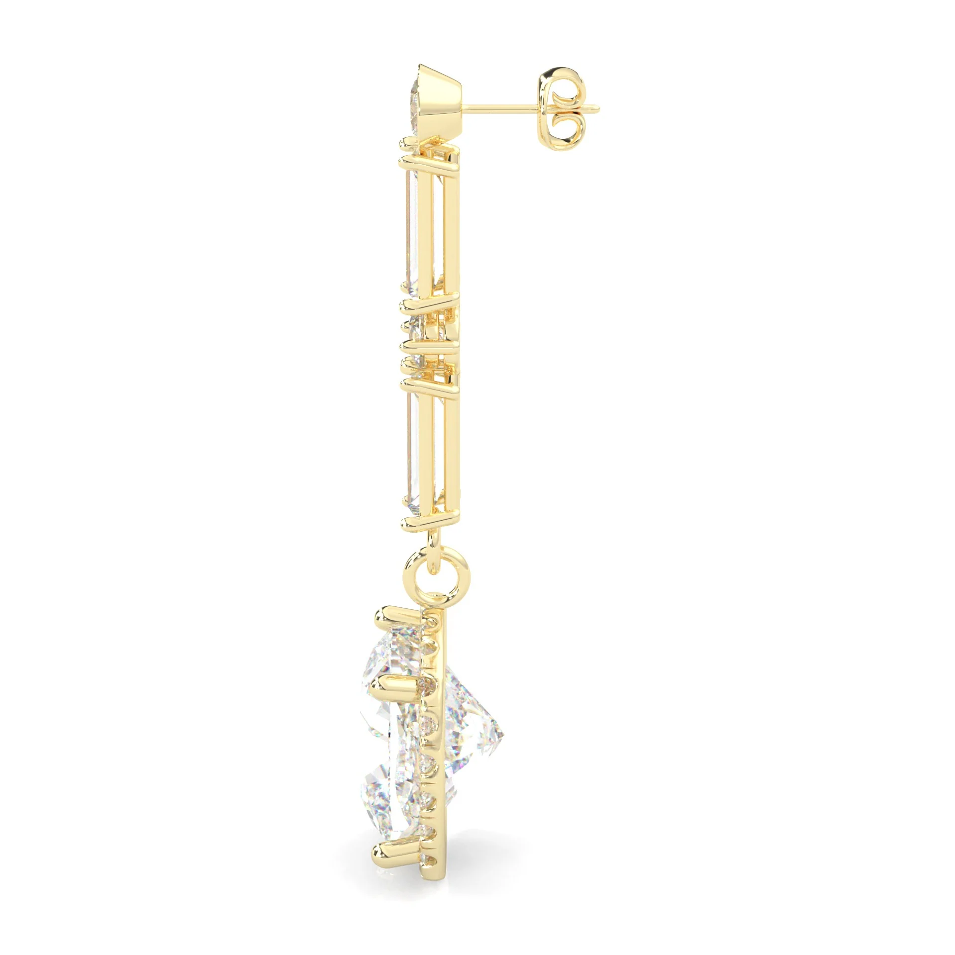 Cushion Cut Moissanite Earrings Yellow Gold 14k - Image 5