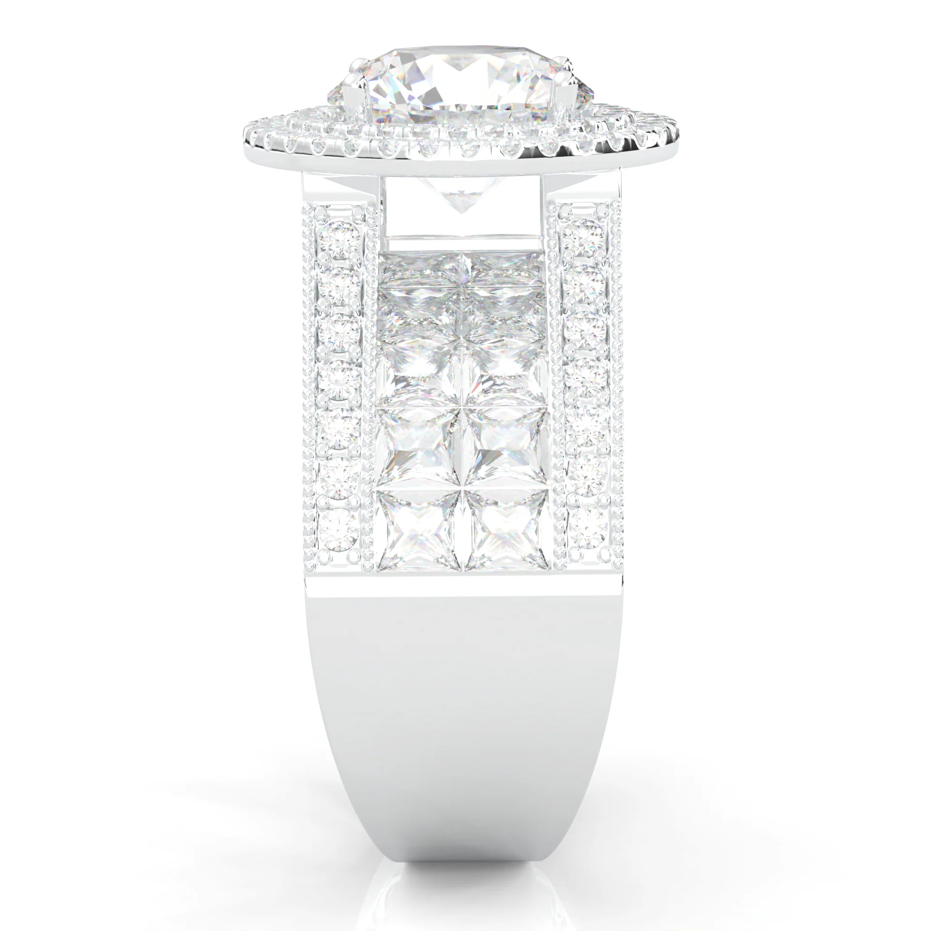 Double Halo Vintage Style Moissanite Cocktail Ring (14k Solid Gold) - Image 4