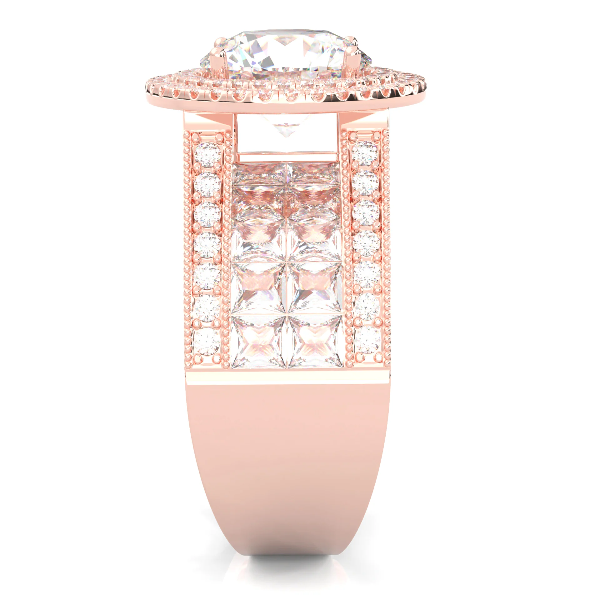 Double Halo Vintage Style Moissanite Engagement Ring ( Rose Gold14k ) - Image 4