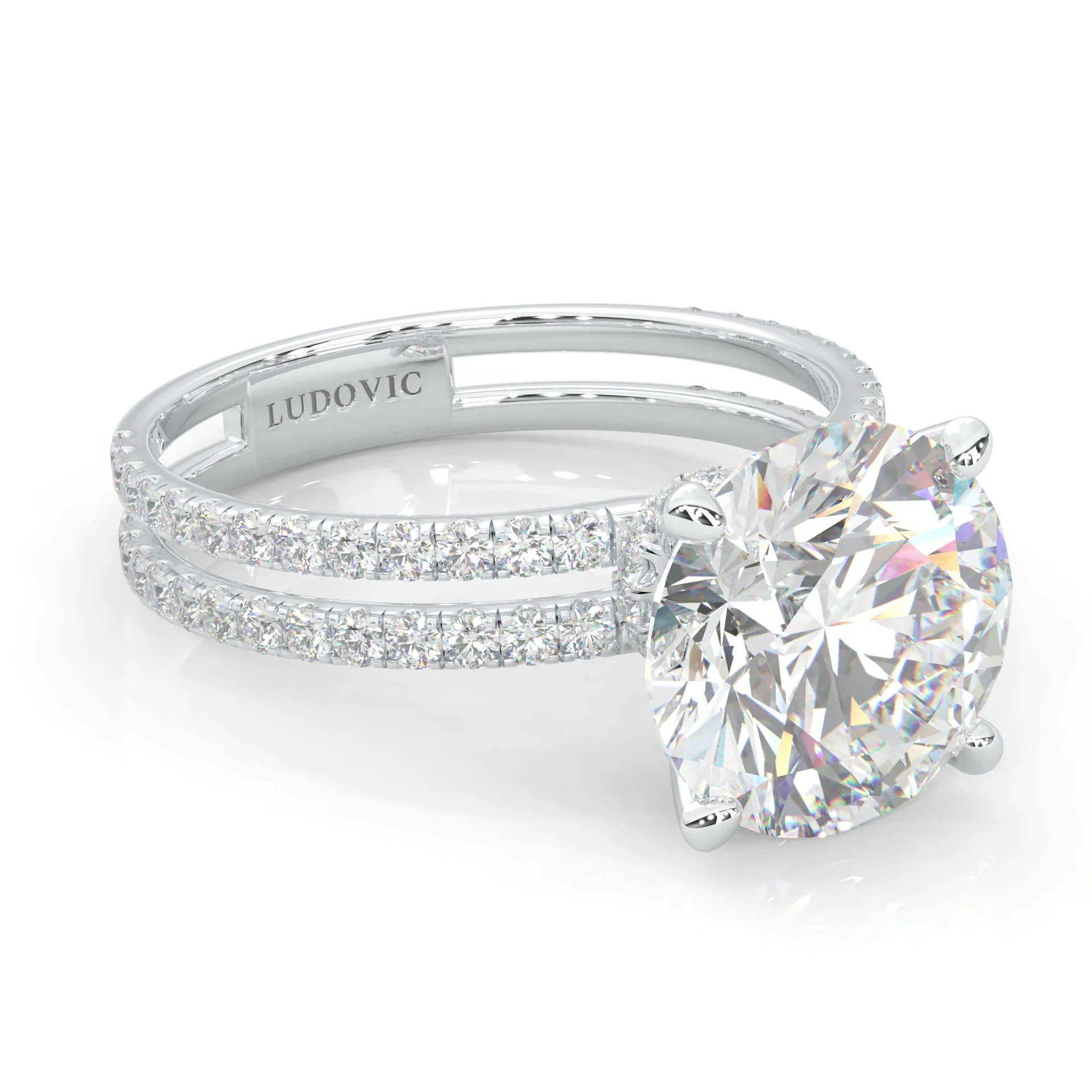 Dual Band - Hidden Halo Moissanite Engagement Ring (14k Solid Gold) - Image 3