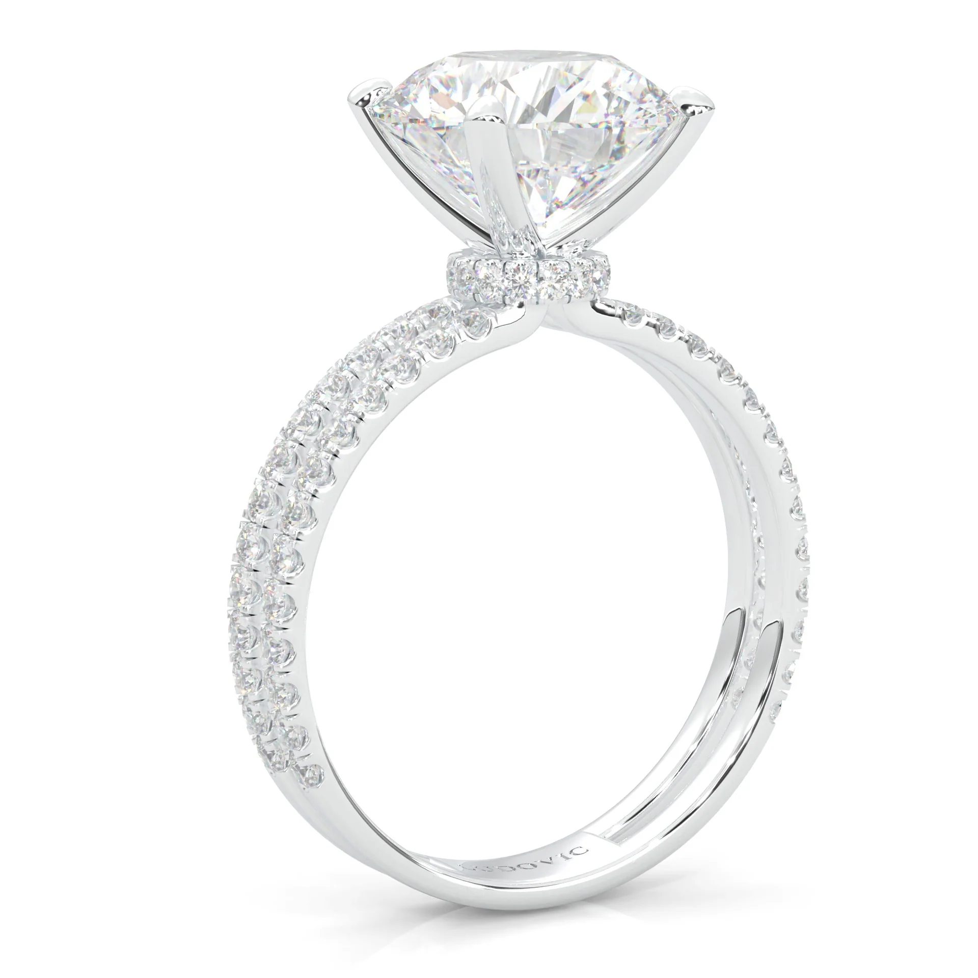 Dual Band - Hidden Halo Moissanite Engagement Ring (14k Solid Gold) - Image 4