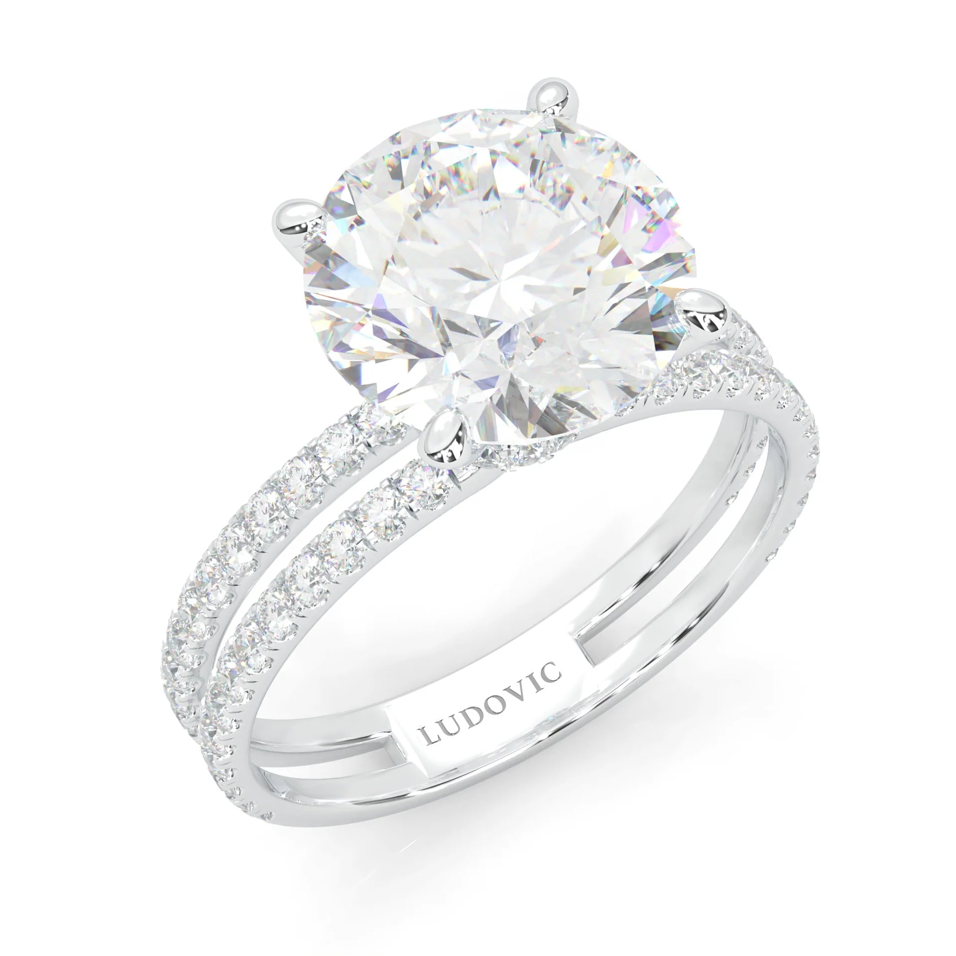Dual Band - Hidden Halo Moissanite Engagement Ring (14k Solid Gold) - Image 7