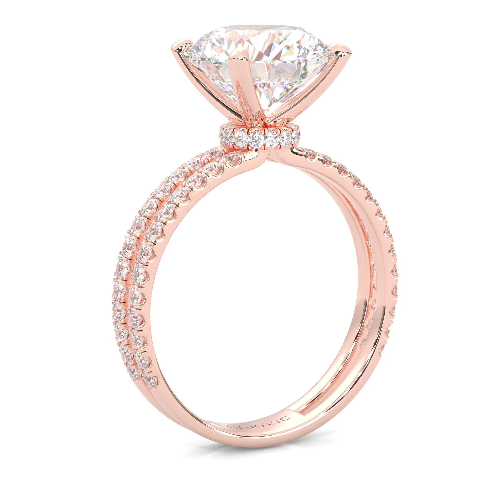 Dual Band - Hidden Halo Moissanite Engagement Ring (Rose Gold 14K ) - Image 3