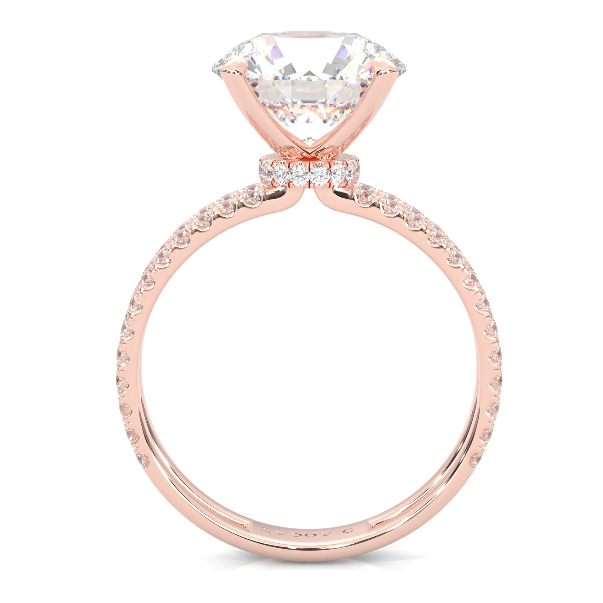 Dual Band - Hidden Halo Moissanite Engagement Ring (Rose Gold 14K ) - Image 4