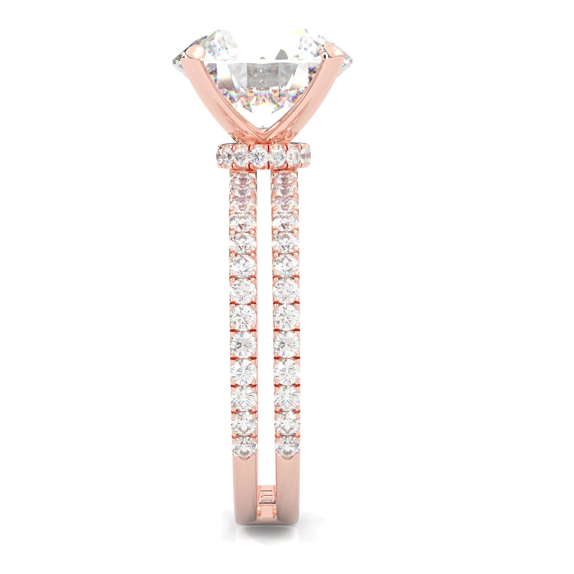Dual Band - Hidden Halo Moissanite Engagement Ring (Rose Gold 14K ) - Image 5