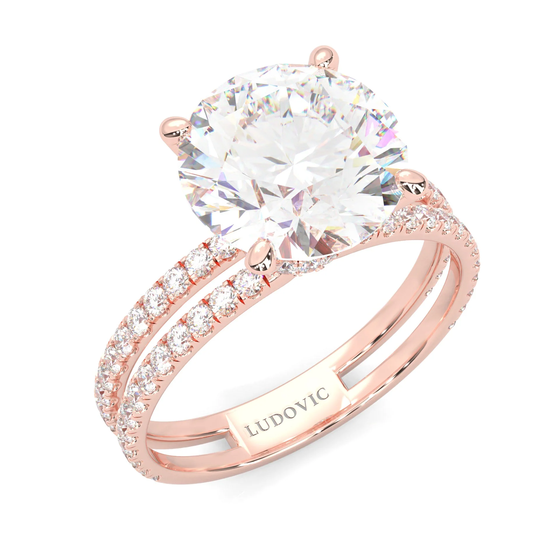 Dual Band - Hidden Halo Moissanite Engagement Ring (Rose Gold 14K ) - Image 6