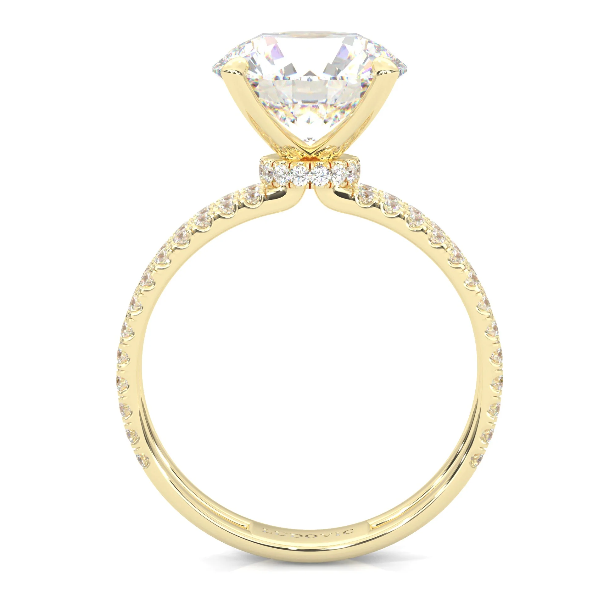 Dual Band - Hidden Halo Moissanite Engagement Ring (Yellow Gold 14K ) - Image 4