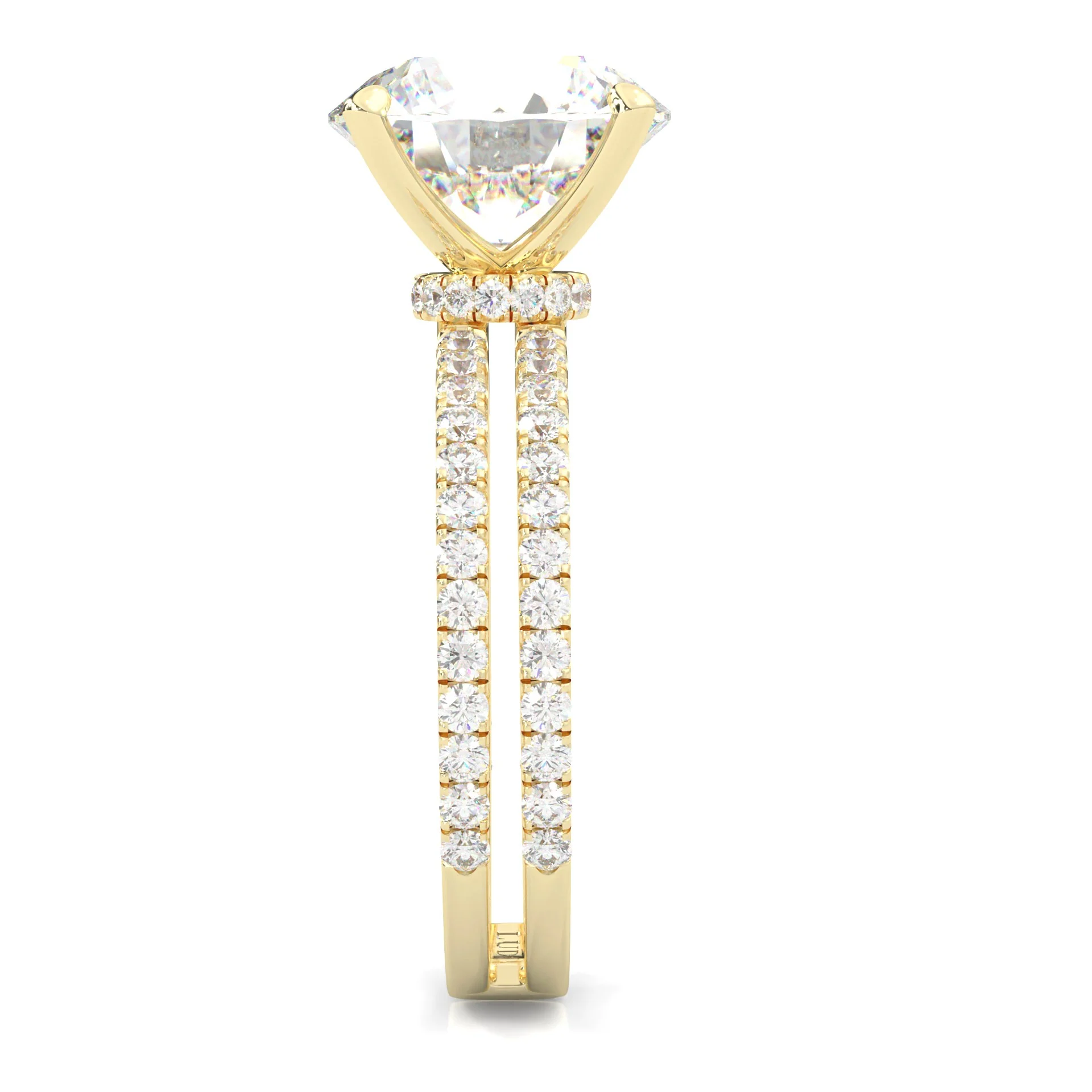 Dual Band - Hidden Halo Moissanite Engagement Ring (Yellow Gold 14K ) - Image 5