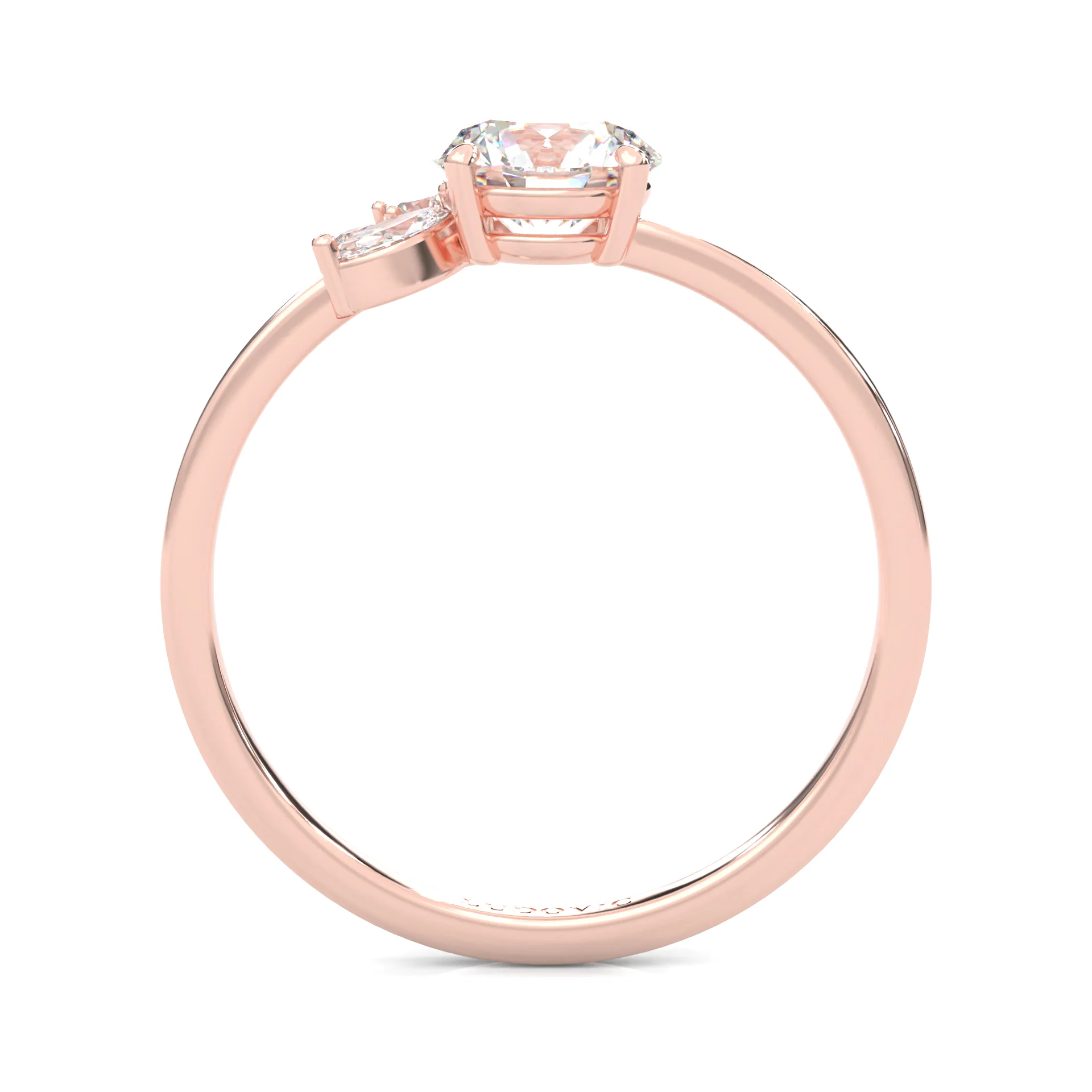 Foliage Marquise & Round Cluster Engagement Ring ( Rose Gold 14k) - Image 6