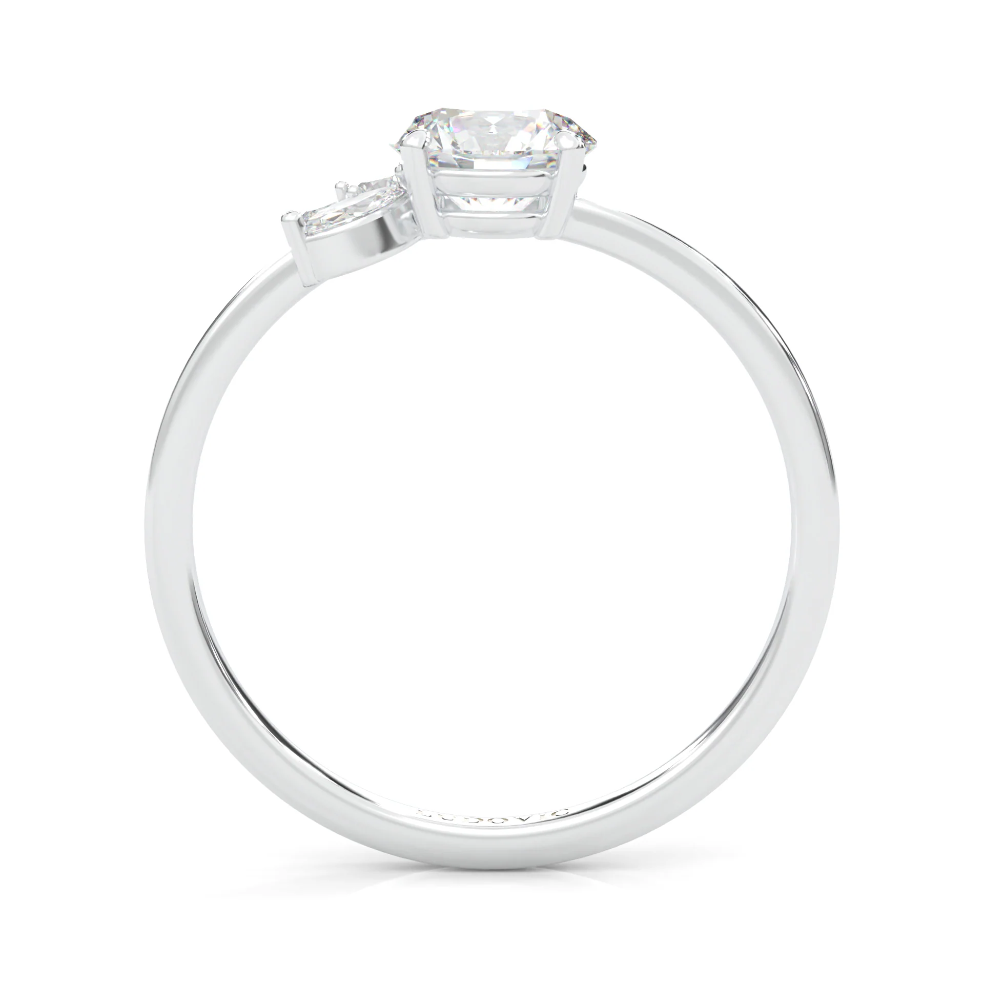 Foliage Marquise & Round Cluster Engagement Ring (14k Solid Gold) - Image 6