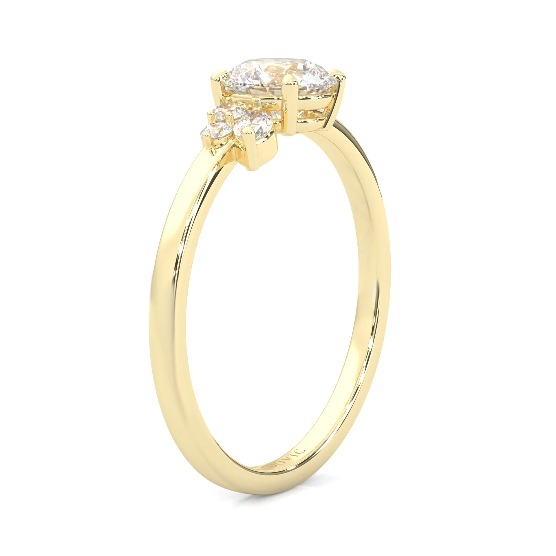 Foliage Marquise & Round Cluster Engagement Ring ( Yellow Gold 14k) - Image 4
