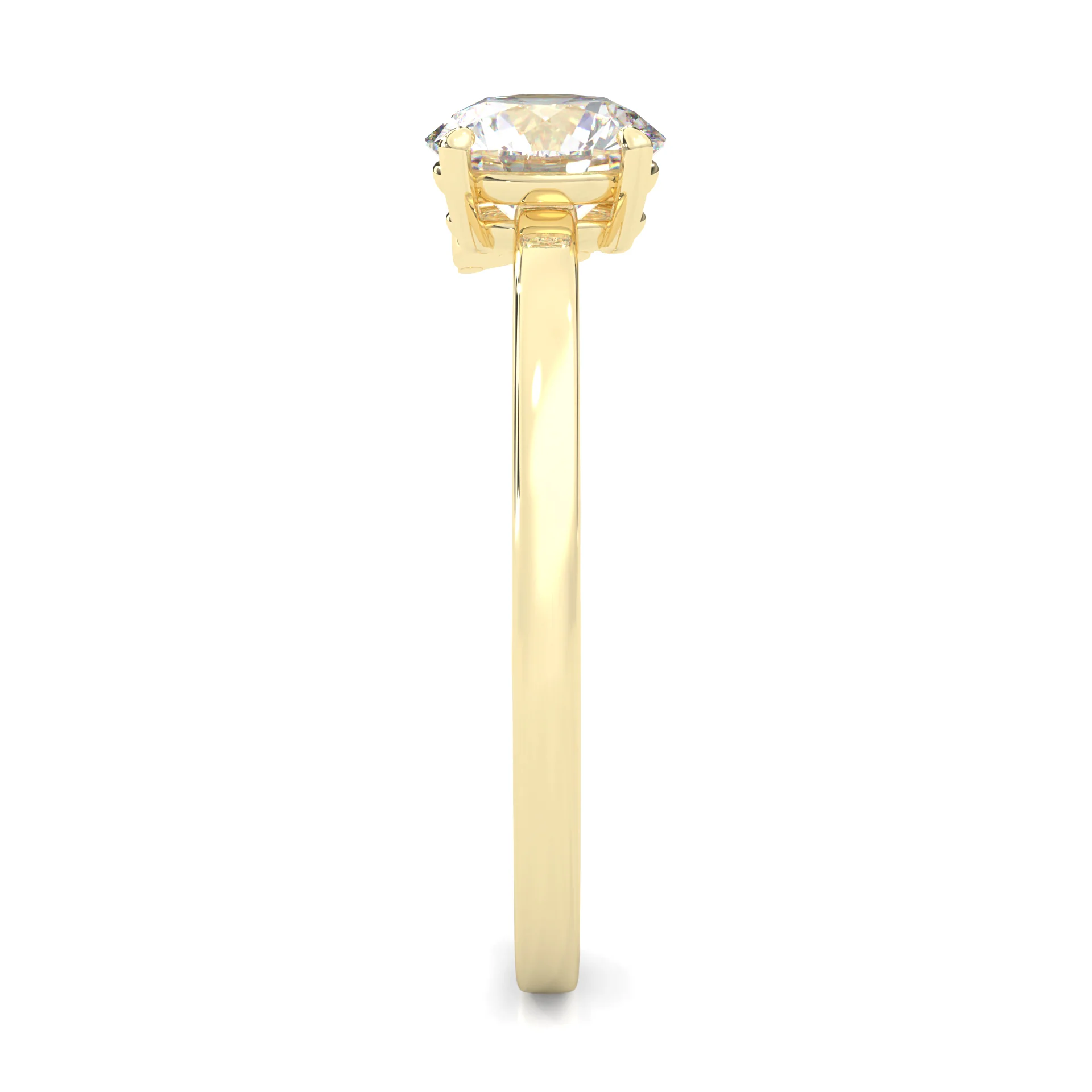 Foliage Marquise & Round Cluster Engagement Ring ( Yellow Gold 14k) - Image 5