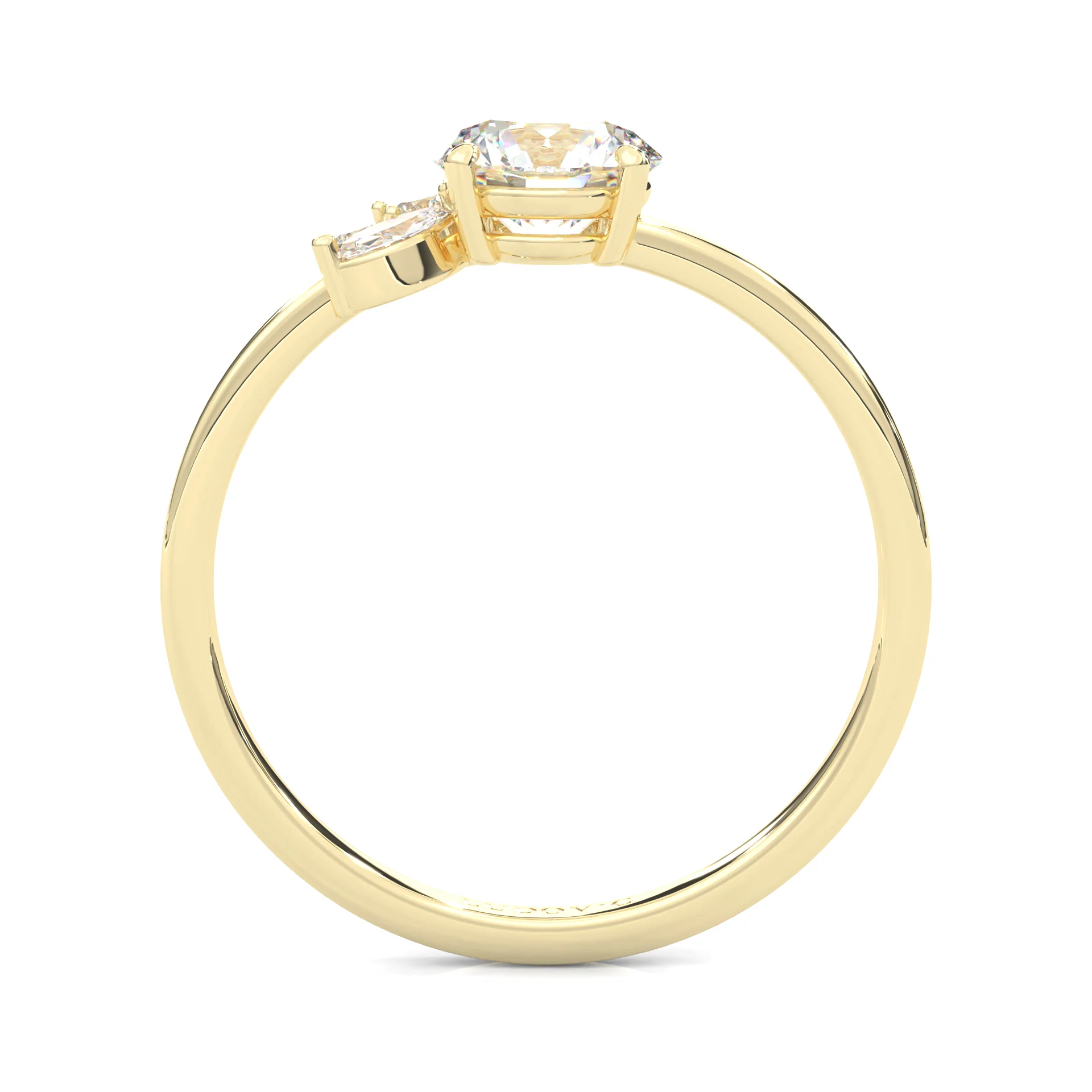 Foliage Marquise & Round Cluster Engagement Ring ( Yellow Gold 14k) - Image 6