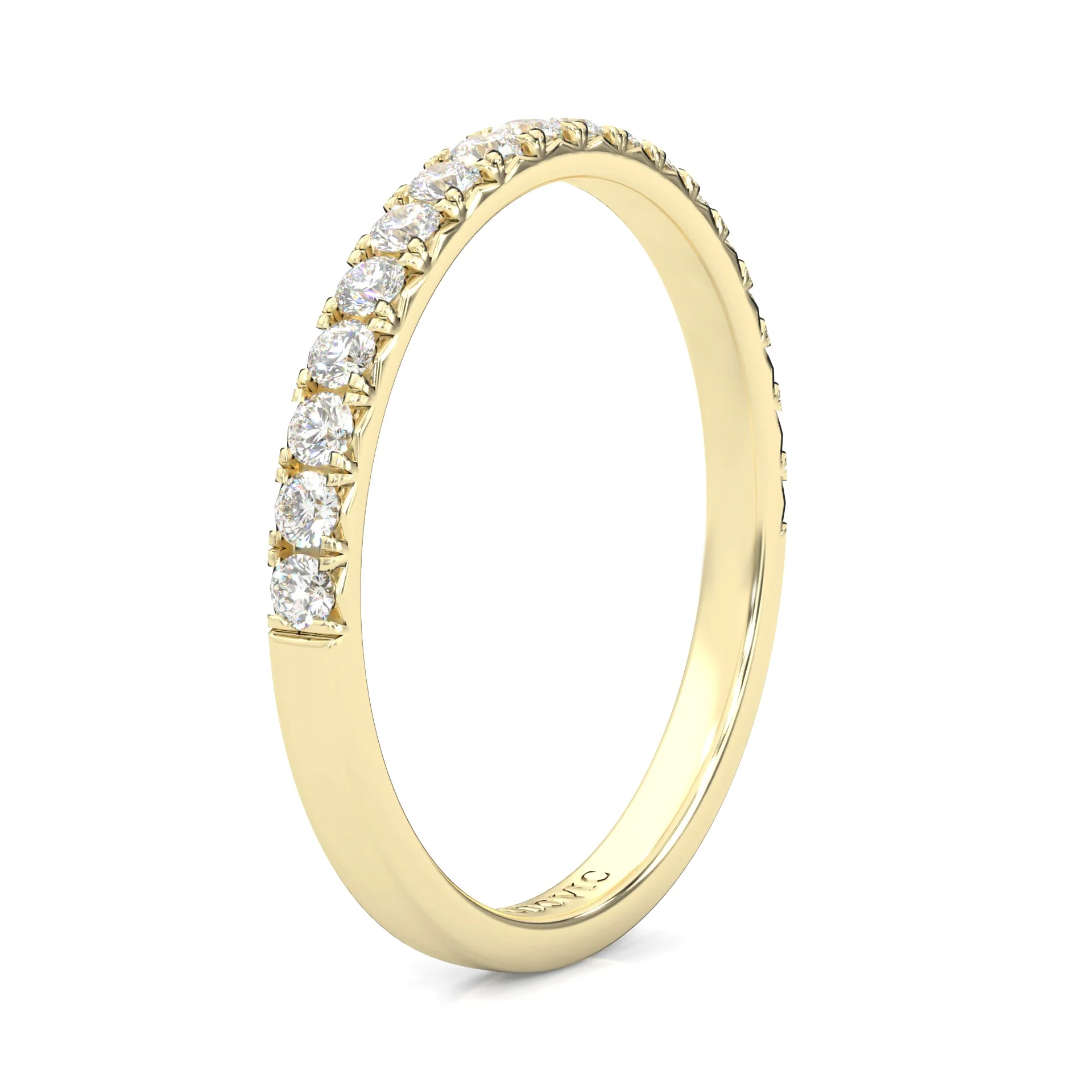 French Four Claw Wedding Band ( Yellow Gold ) - Image 4
