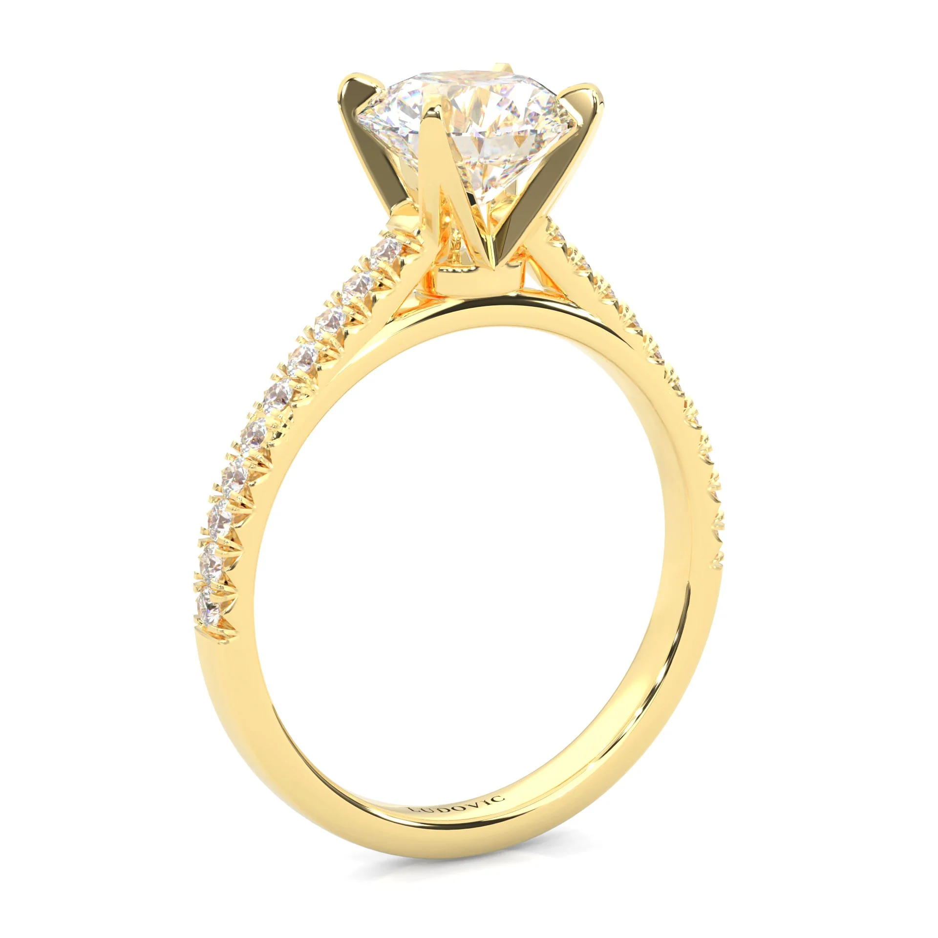 French Four Claw Wedding Set (14k Solid Yellow Gold) - Image 10