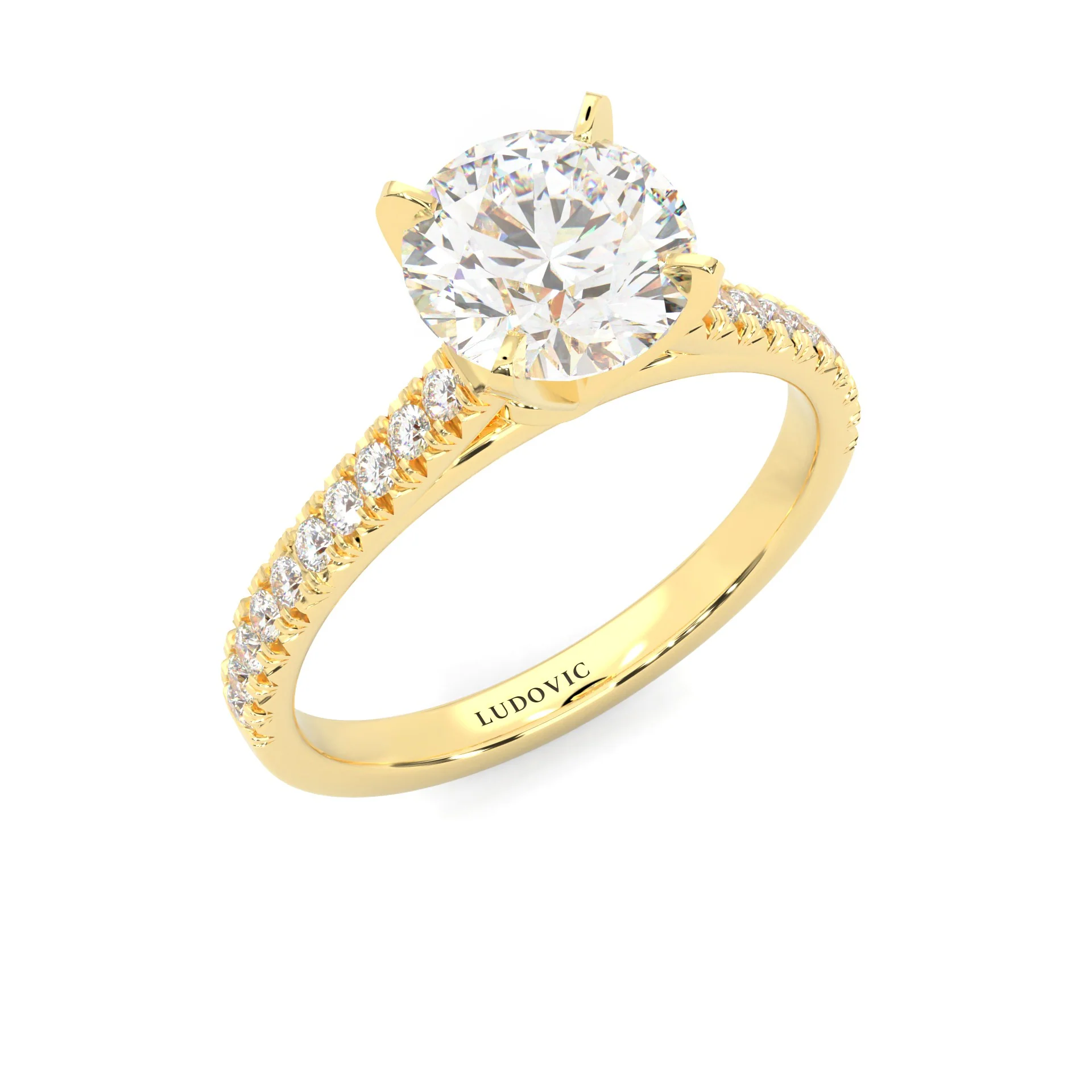 French Four Claw Wedding Set (14k Solid Yellow Gold) - Image 11