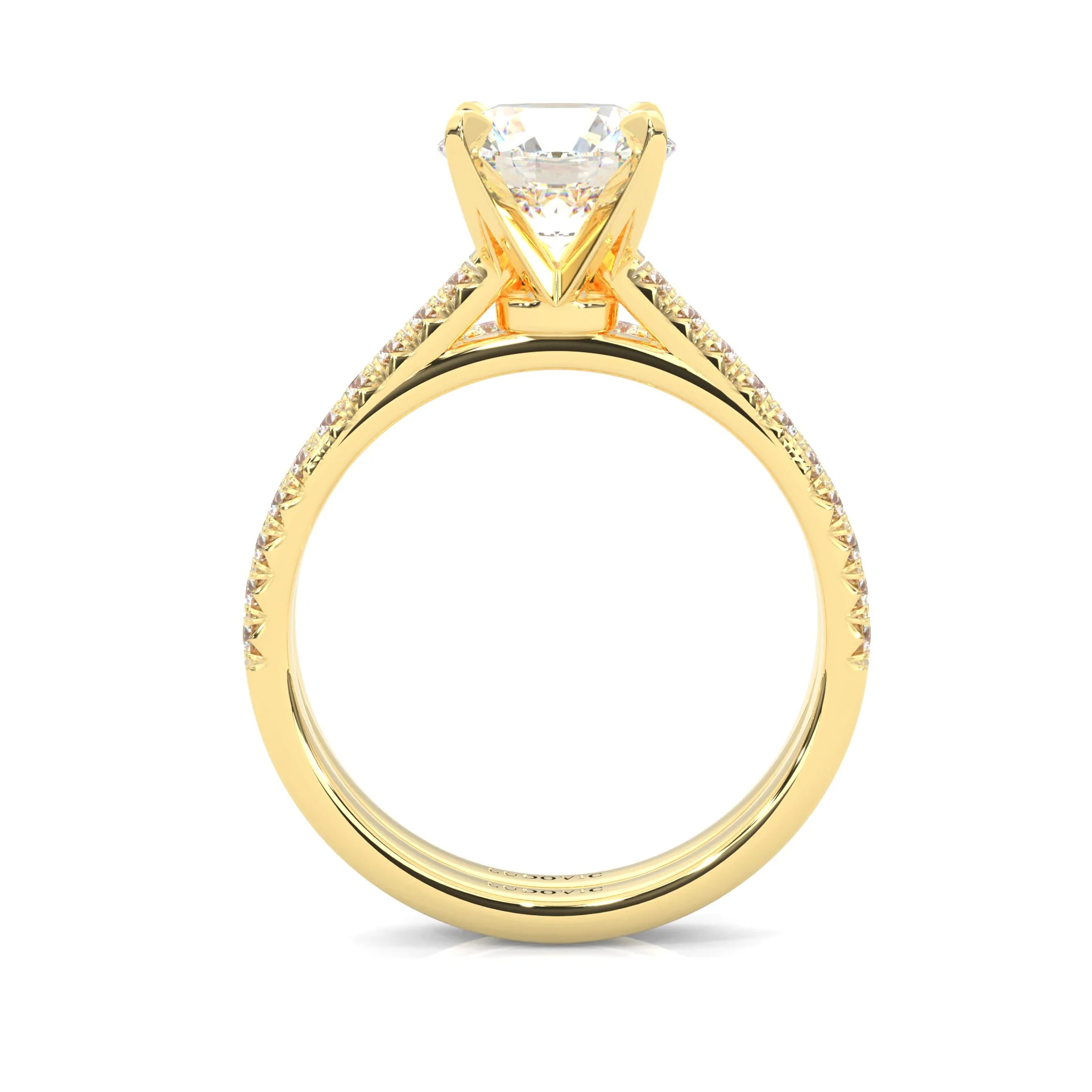 French Four Claw Wedding Set (14k Solid Yellow Gold) - Image 4