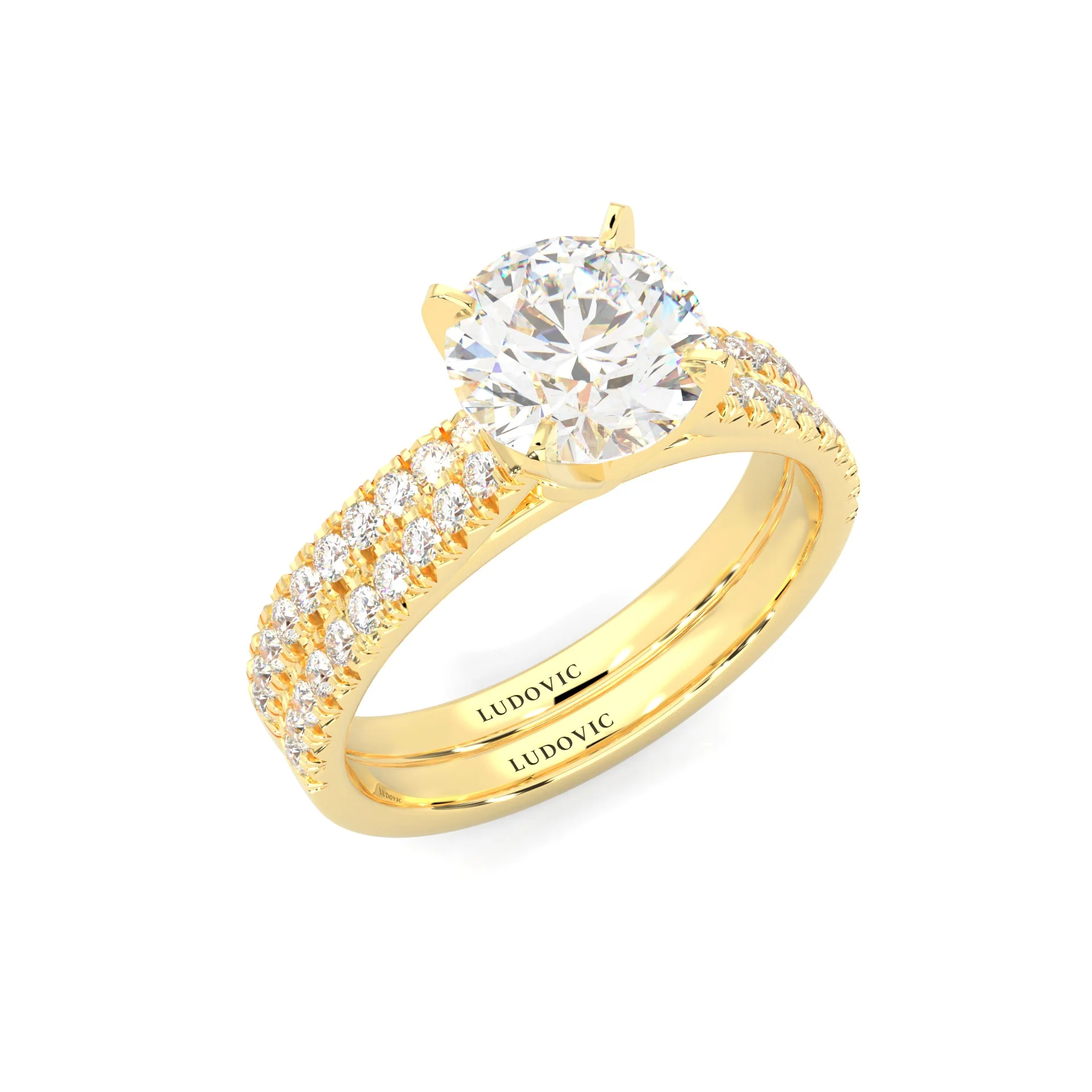 French Four Claw Wedding Set (14k Solid Yellow Gold) - Image 7