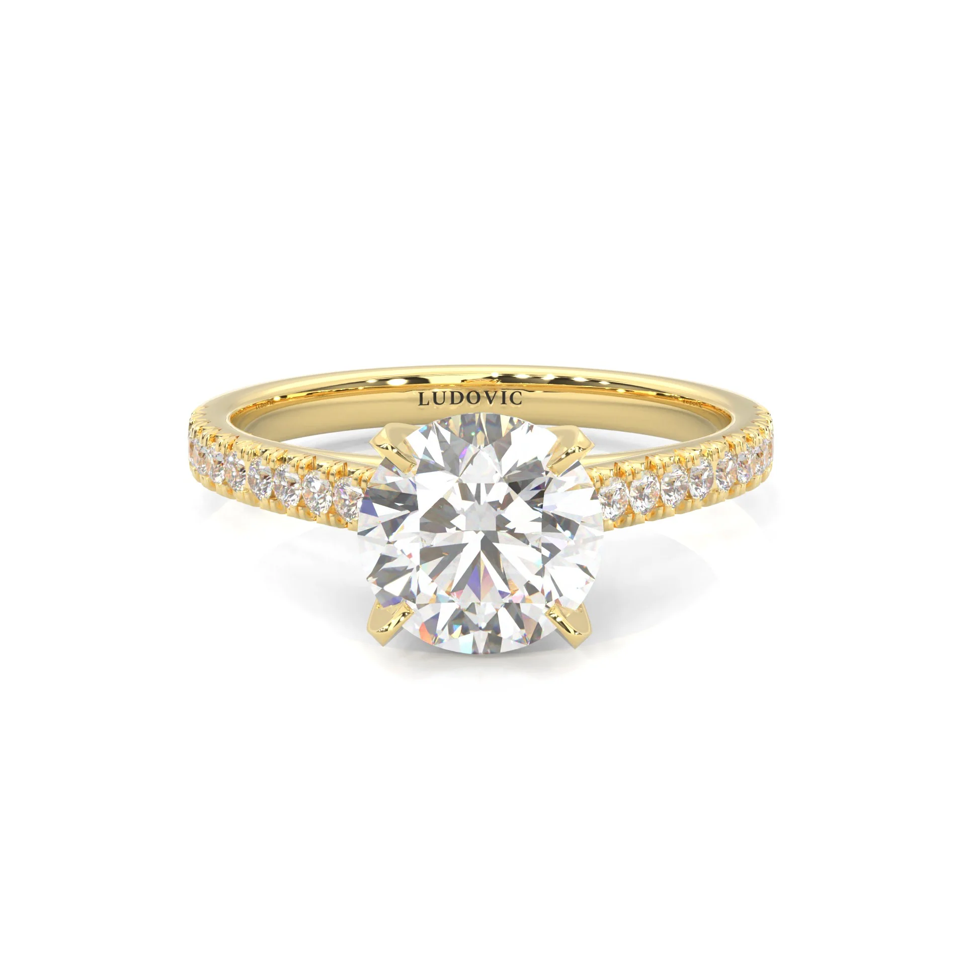 French Four Claw Wedding Set (14k Solid Yellow Gold) - Image 8