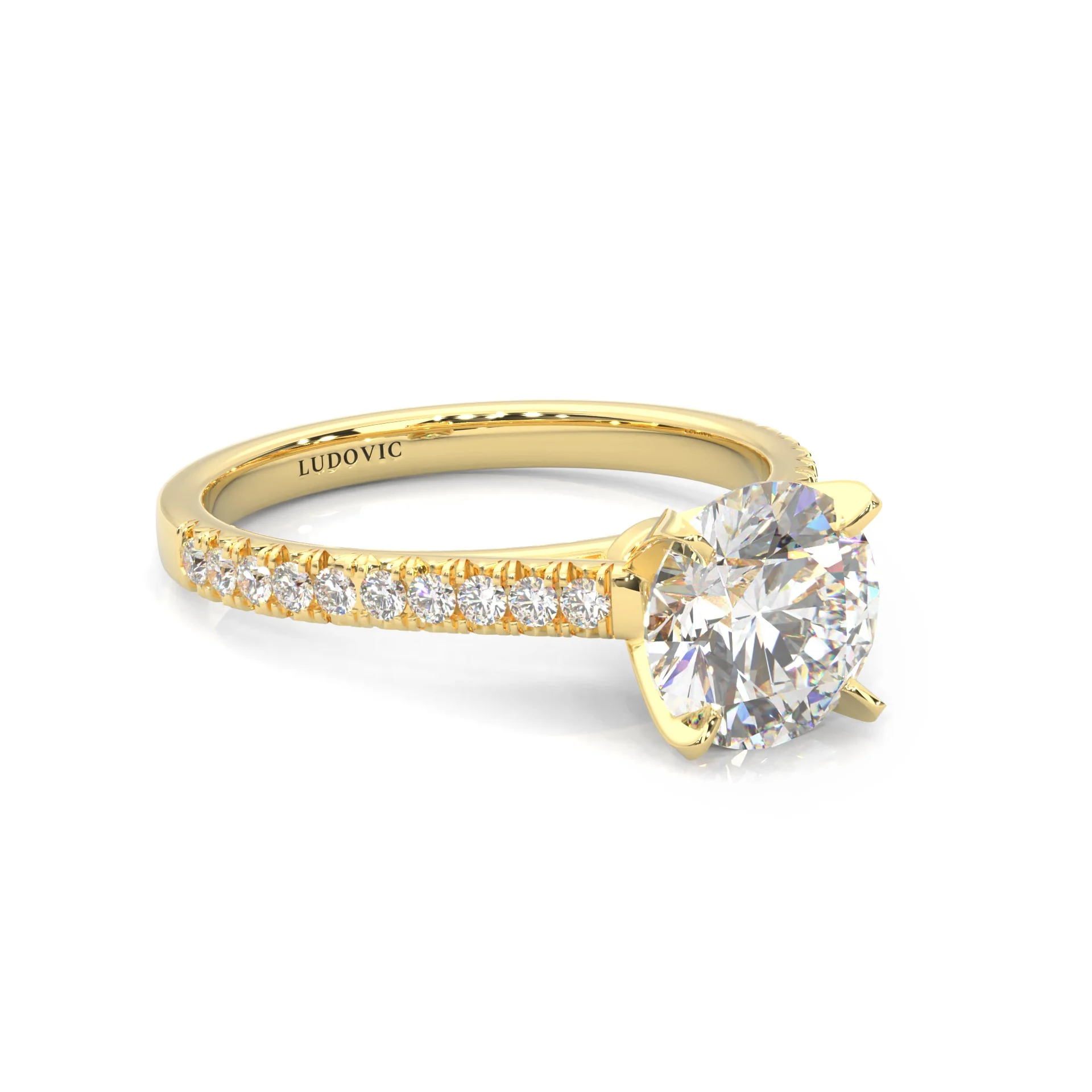 French Four Claw Wedding Set (14k Solid Yellow Gold) - Image 9