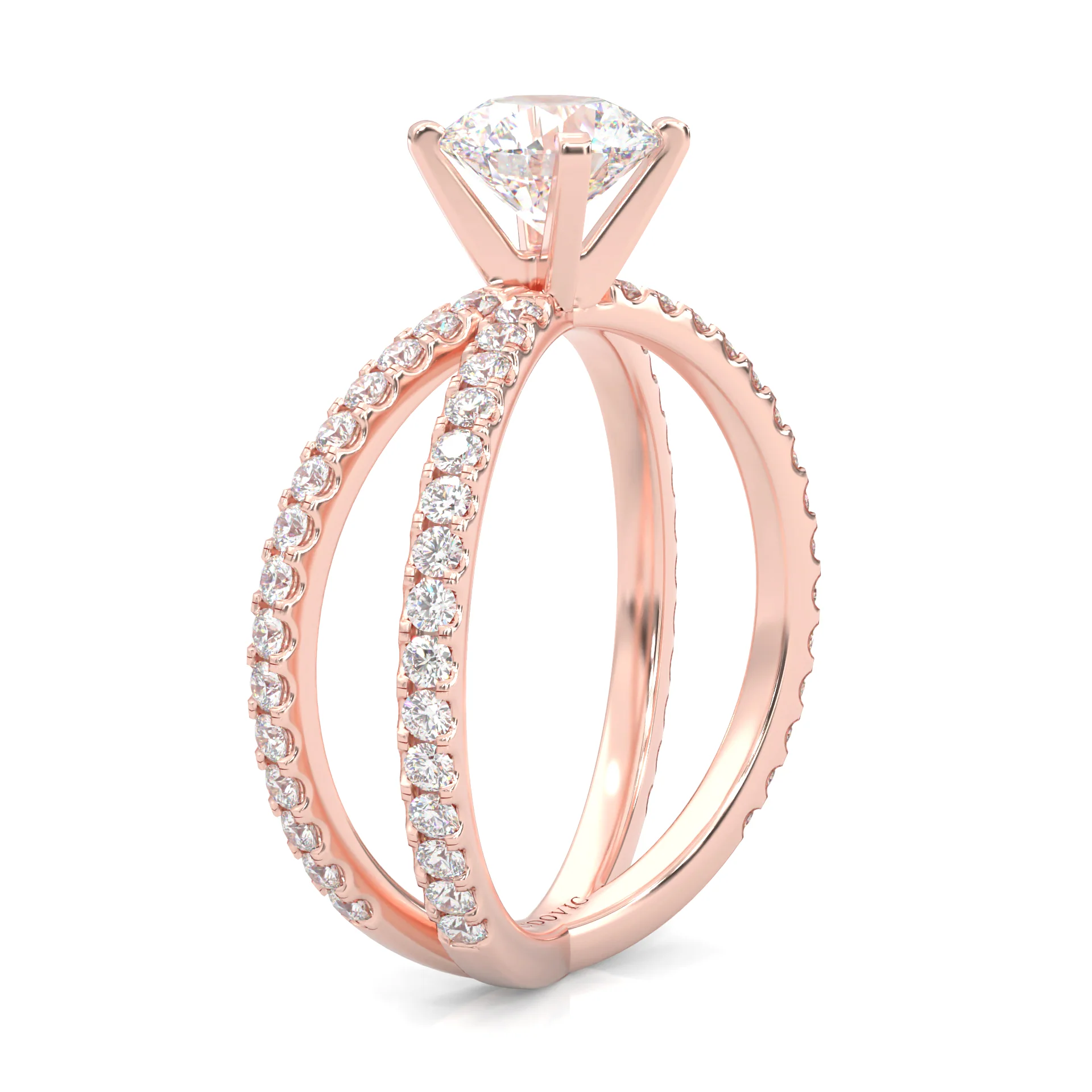 Galaxy Stars Moissanite Engagement Ring ( Rose Gold 14k ) - Image 4