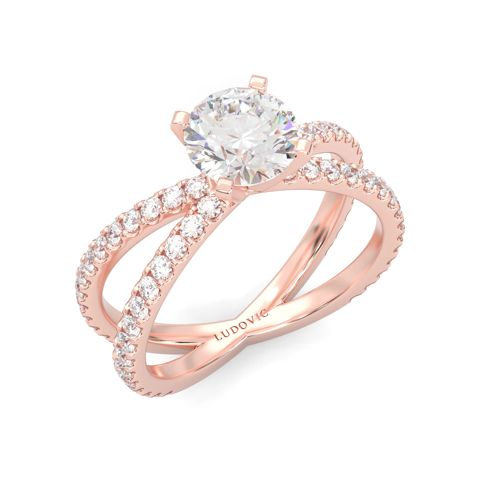 Galaxy Stars Moissanite Engagement Ring ( Rose Gold 14k ) - Image 7