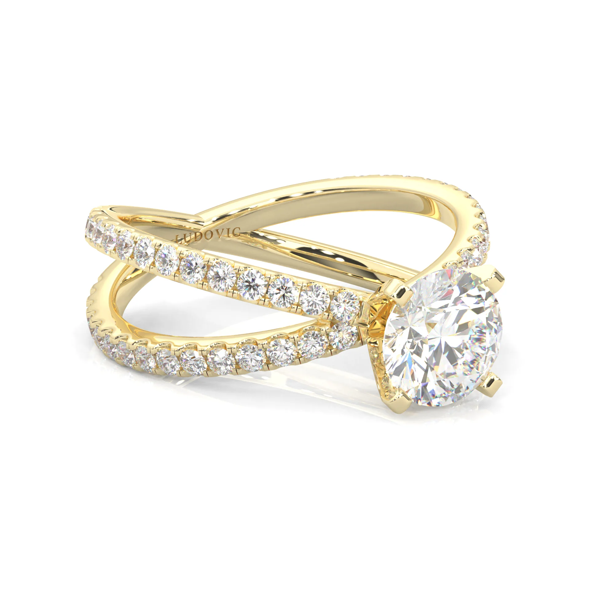 Galaxy Stars Moissanite Engagement Ring ( Yellow Gold 14k ) - Image 3