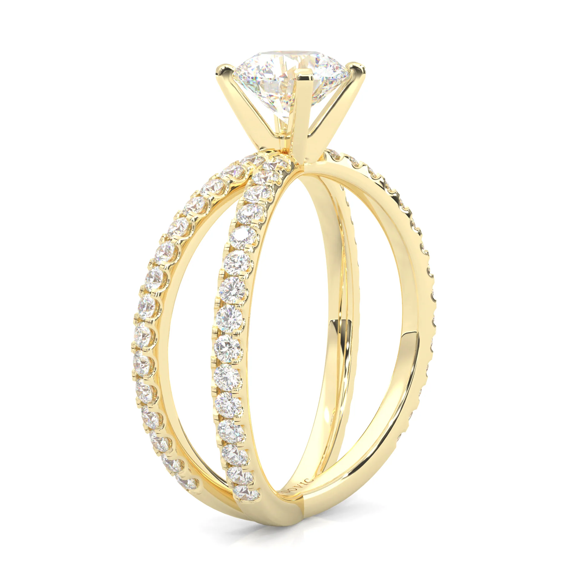 Galaxy Stars Moissanite Engagement Ring ( Yellow Gold 14k ) - Image 4