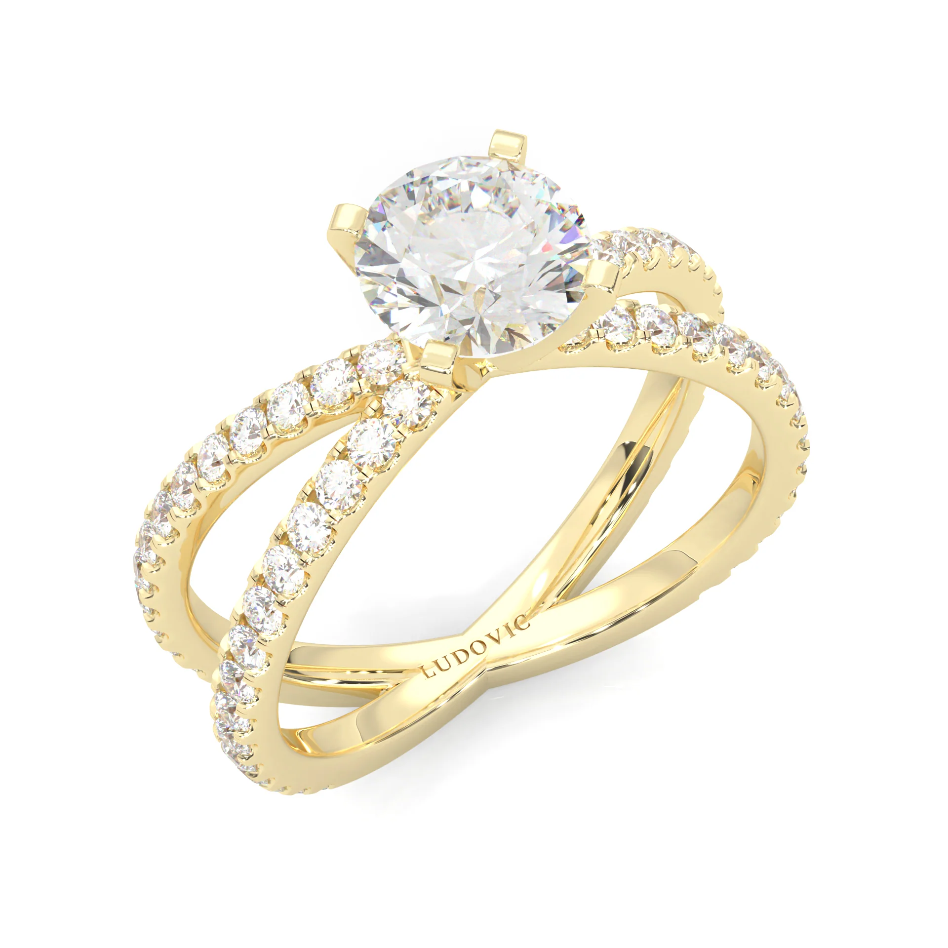 Galaxy Stars Moissanite Engagement Ring ( Yellow Gold 14k ) - Image 7
