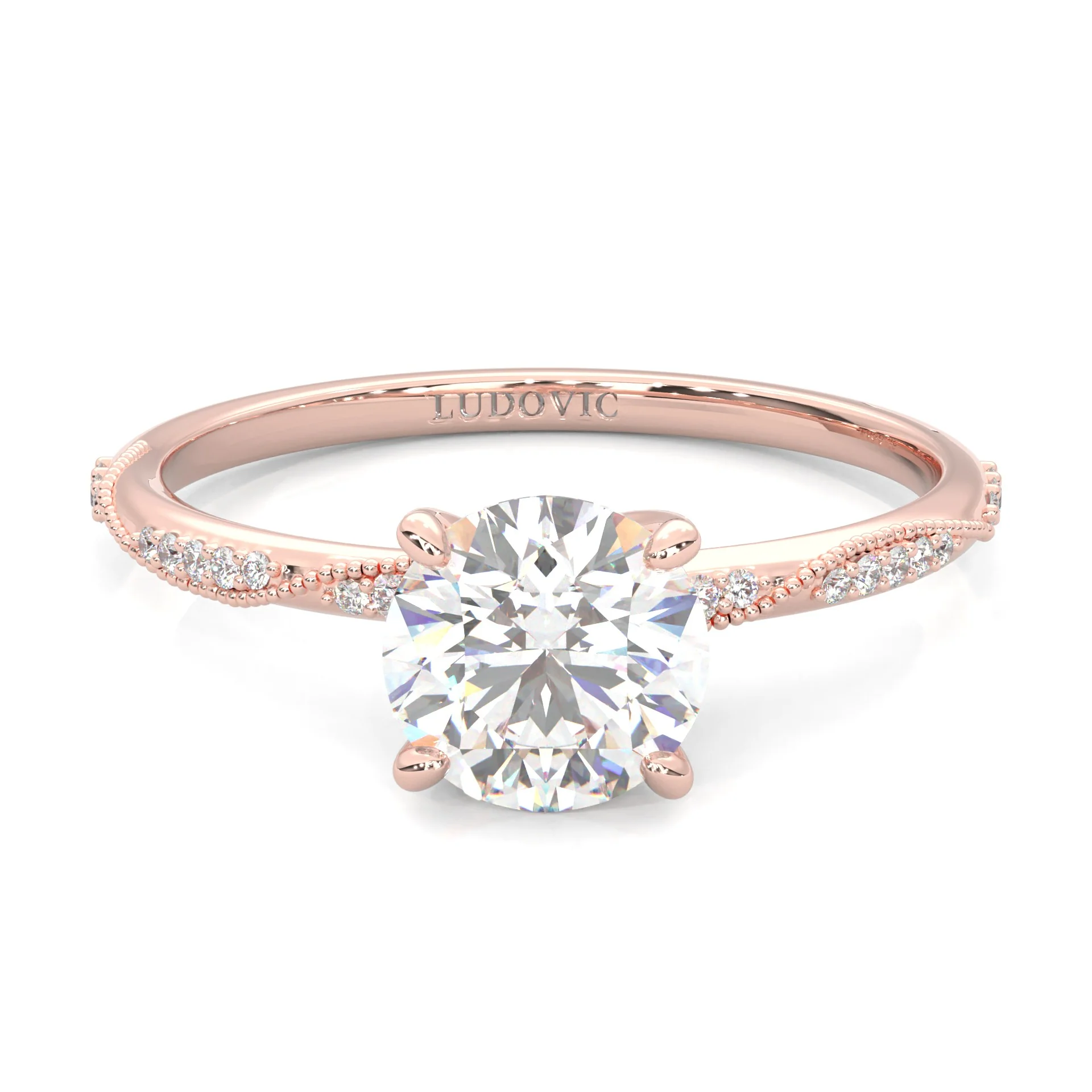 Hidden Twigs Moissanite Engagement Ring ( Rose Gold 14K )
