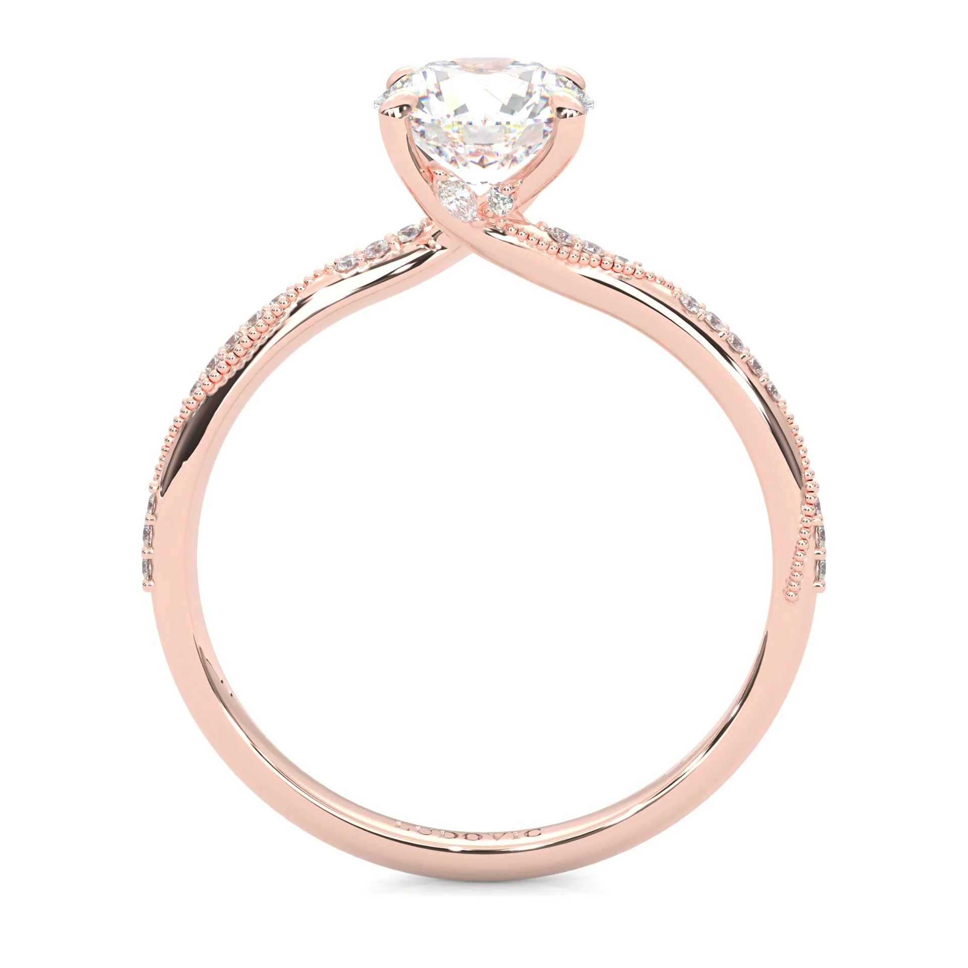 Hidden Twigs Moissanite Engagement Ring ( Rose Gold 14K ) - Image 3