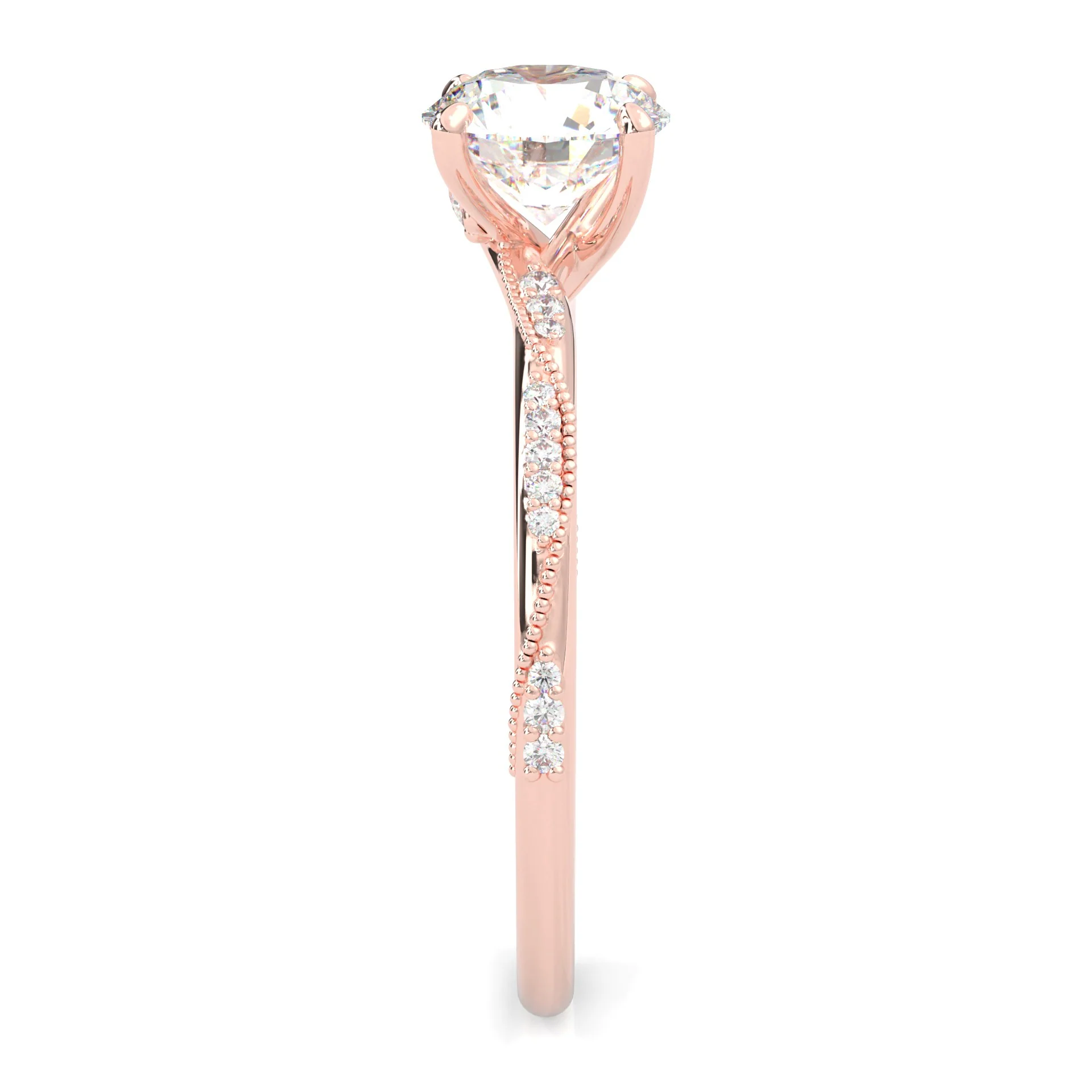 Hidden Twigs Moissanite Engagement Ring ( Rose Gold 14K ) - Image 5