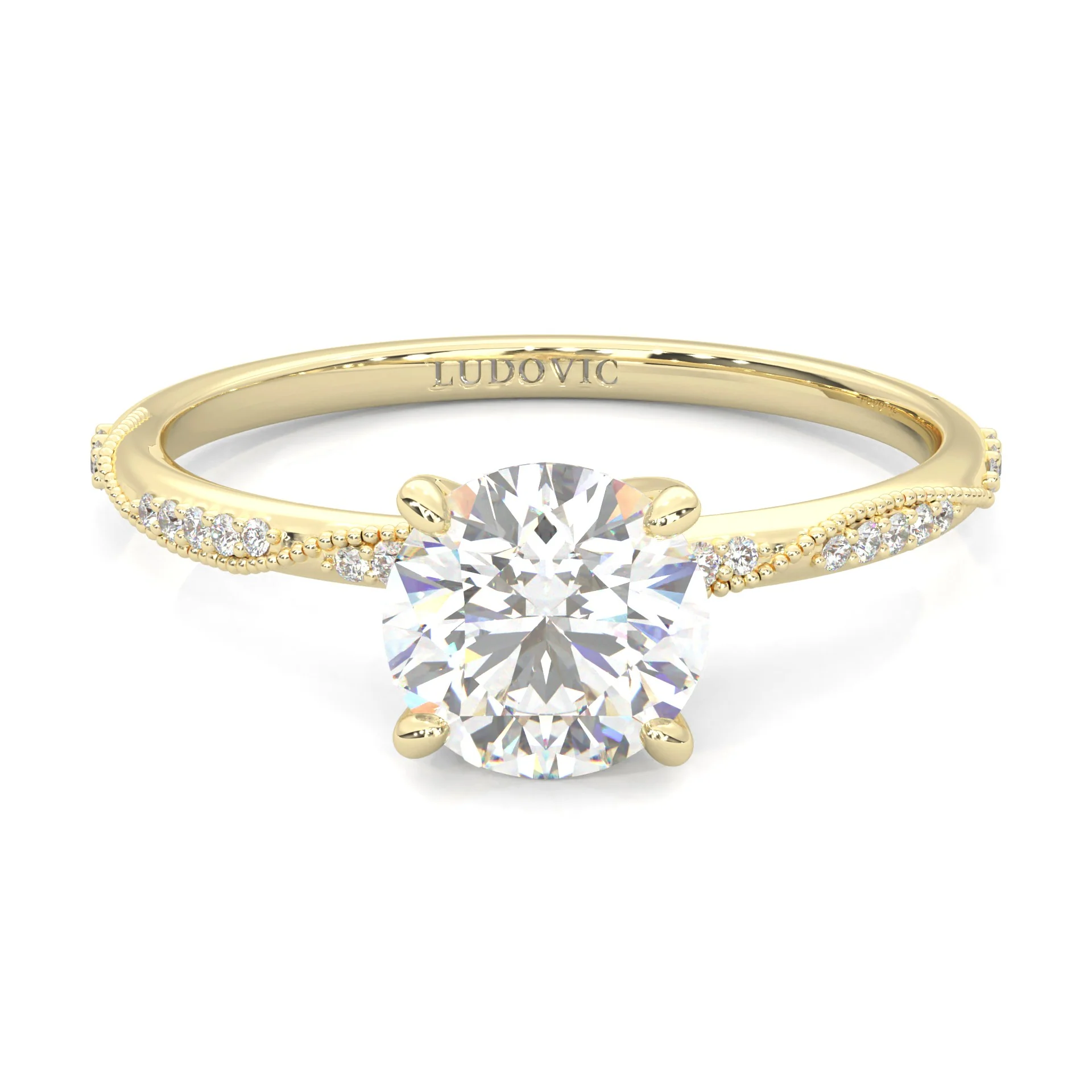 Hidden Twigs Moissanite Engagement Ring ( Yellow Gold 14K )