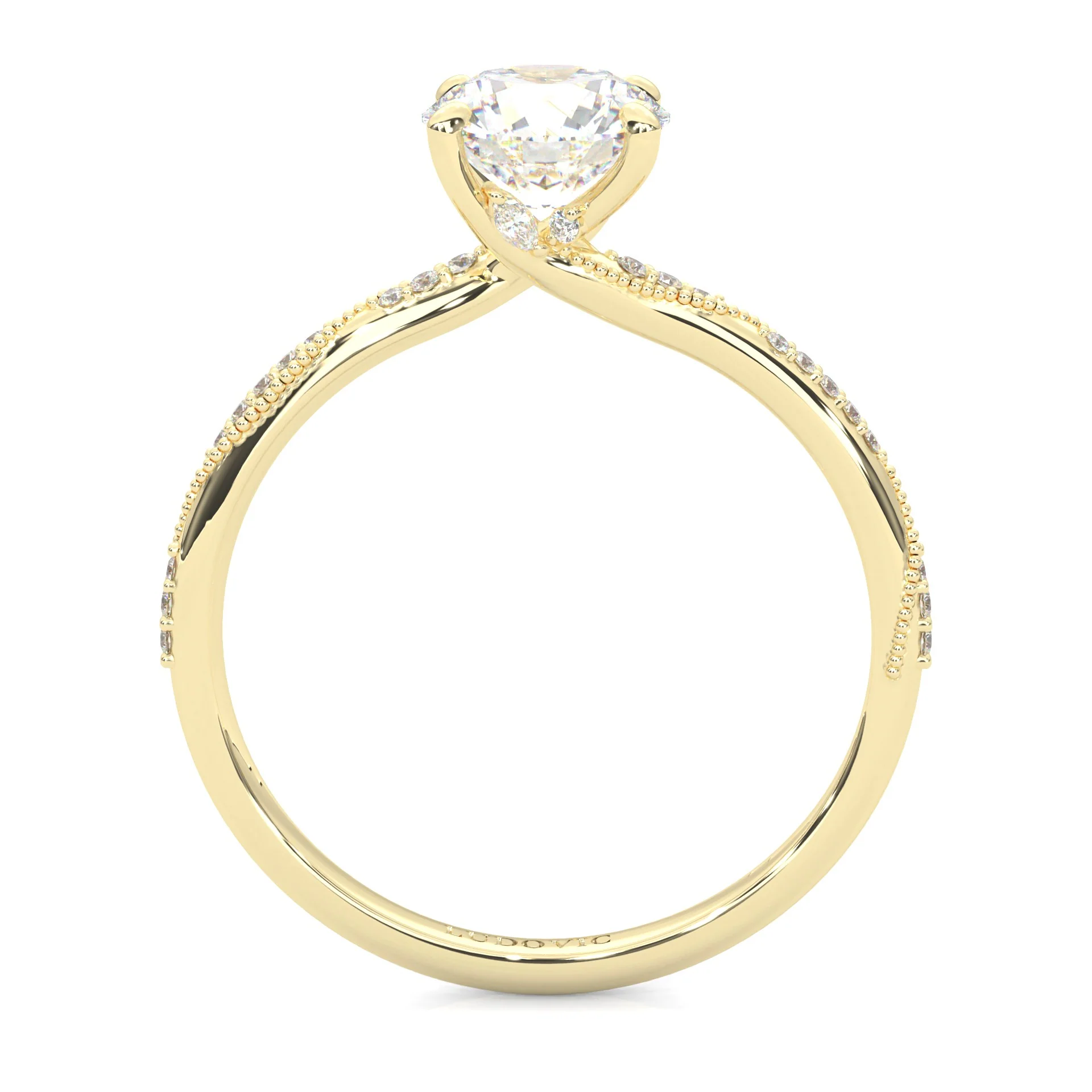 Hidden Twigs Moissanite Engagement Ring ( Yellow Gold 14K ) - Image 3