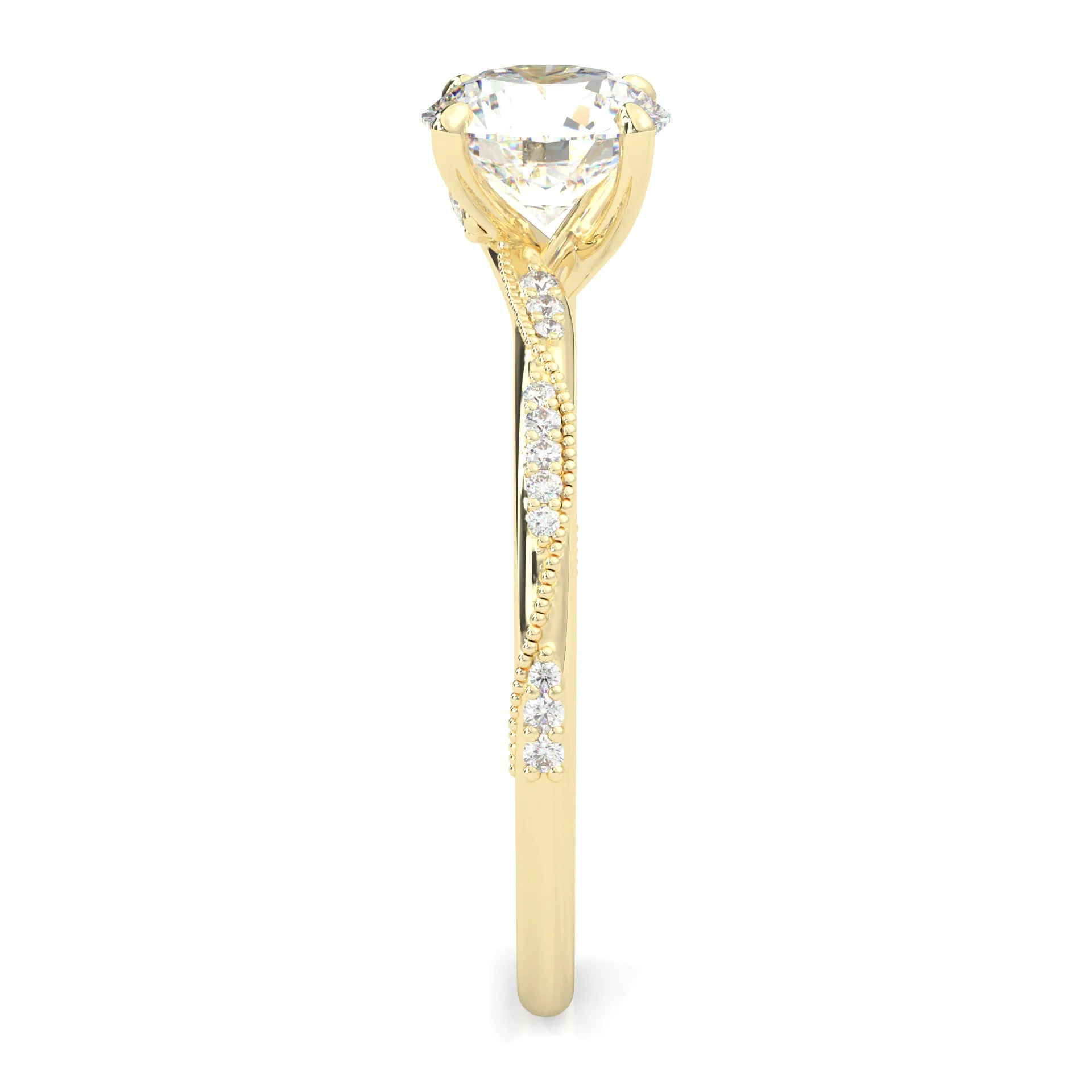 Hidden Twigs Moissanite Engagement Ring ( Yellow Gold 14K ) - Image 5
