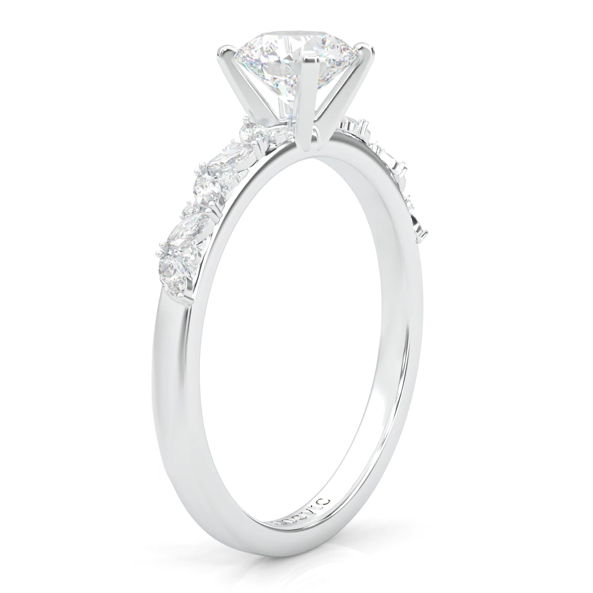 Icy Queen Round And Marquise Engagement Ring (14k Solid Gold) - Image 3