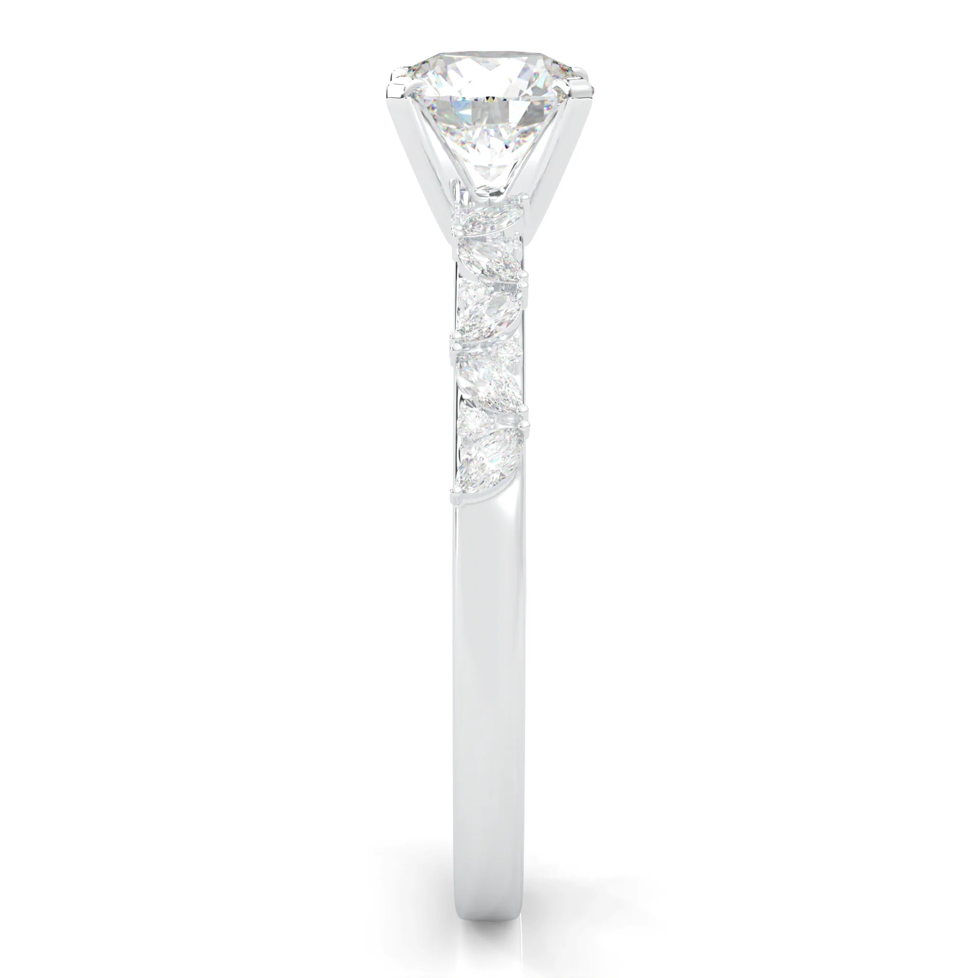 Icy Queen Round And Marquise Engagement Ring (14k Solid Gold) - Image 4
