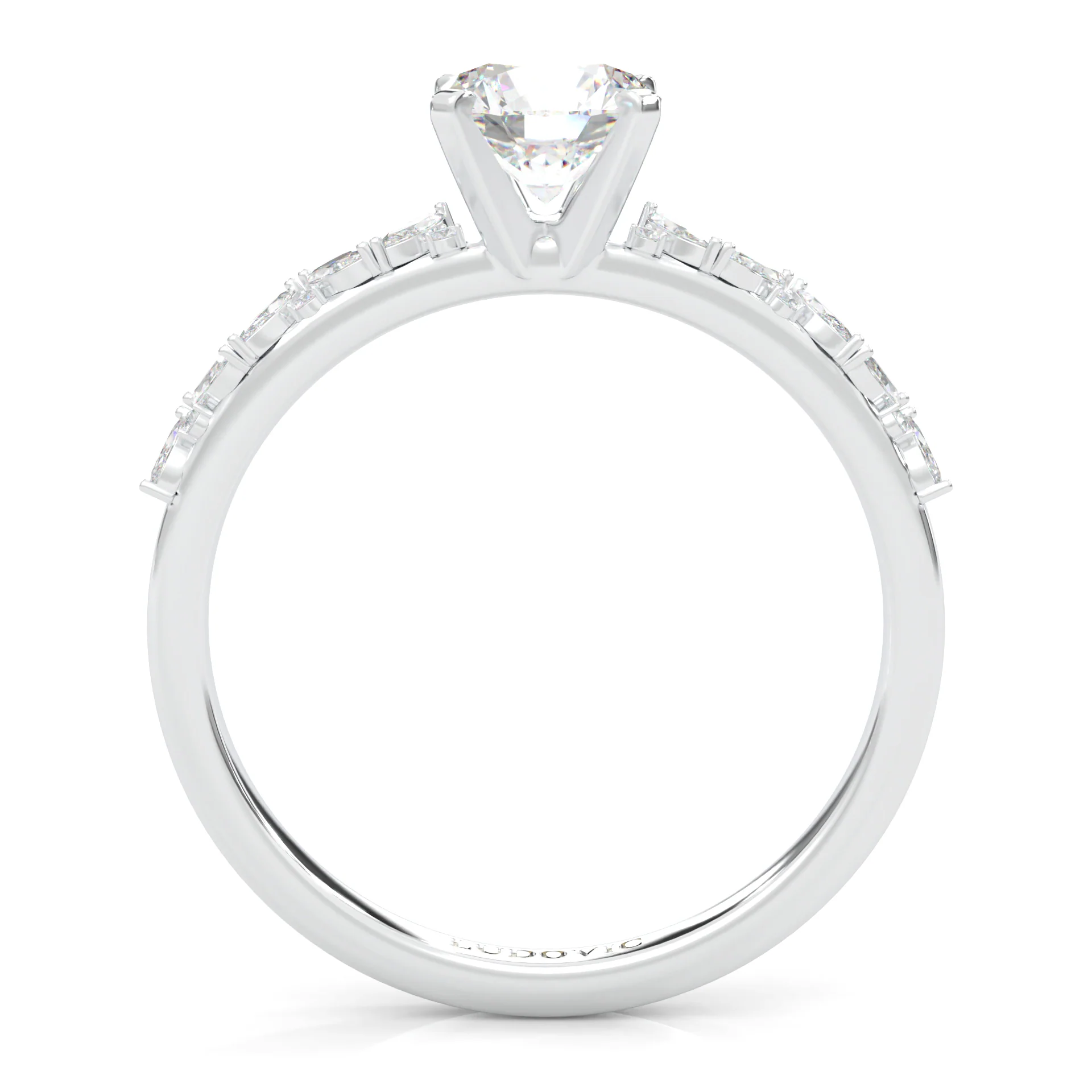 Icy Queen Round And Marquise Engagement Ring (14k Solid Gold) - Image 5