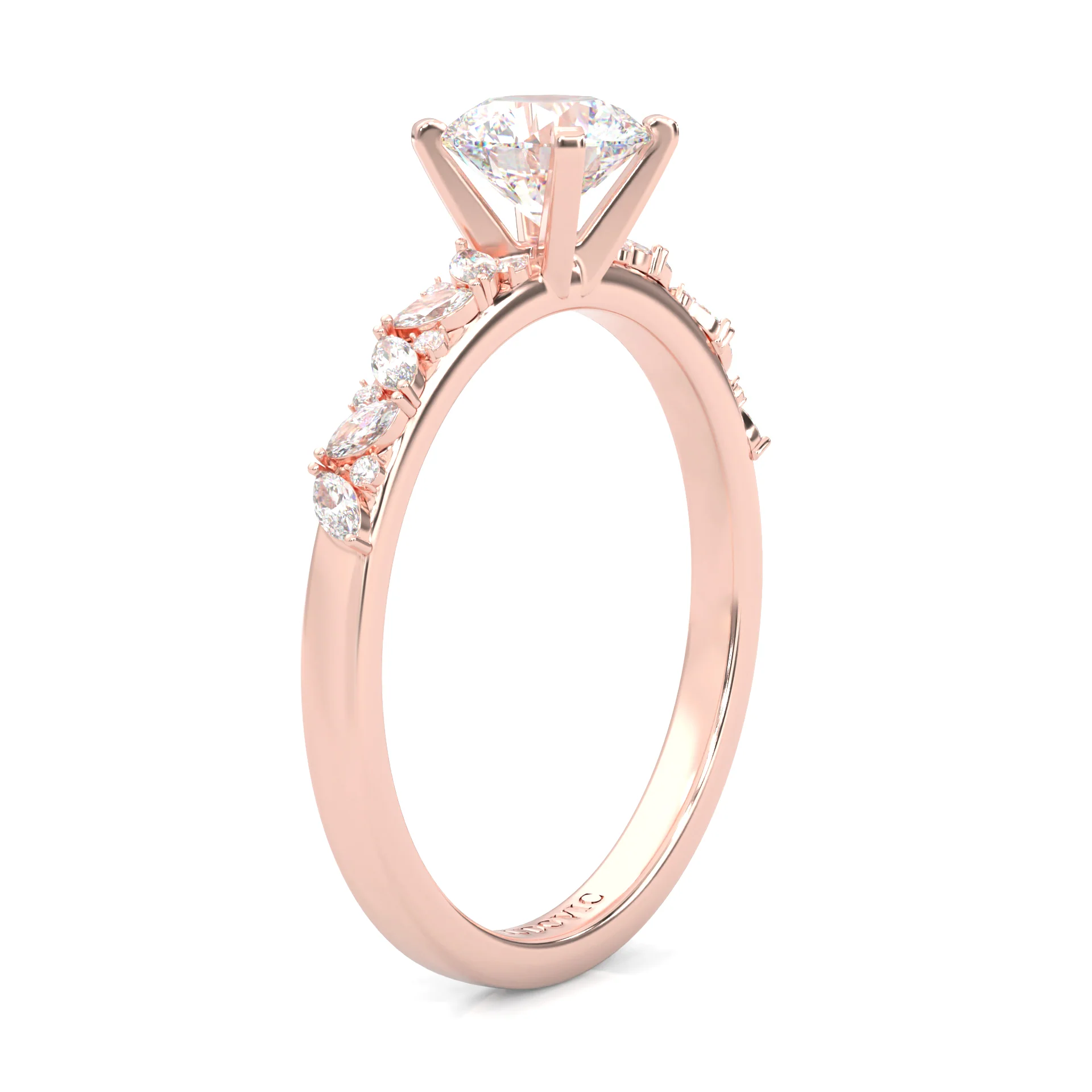 Icy Queen Round And Marquise Engagement Ring ( Rose Gold 14k) - Image 3