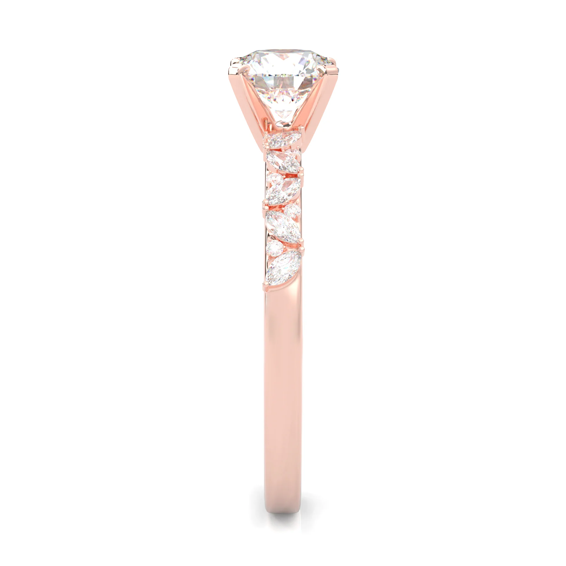 Icy Queen Round And Marquise Engagement Ring ( Rose Gold 14k) - Image 4