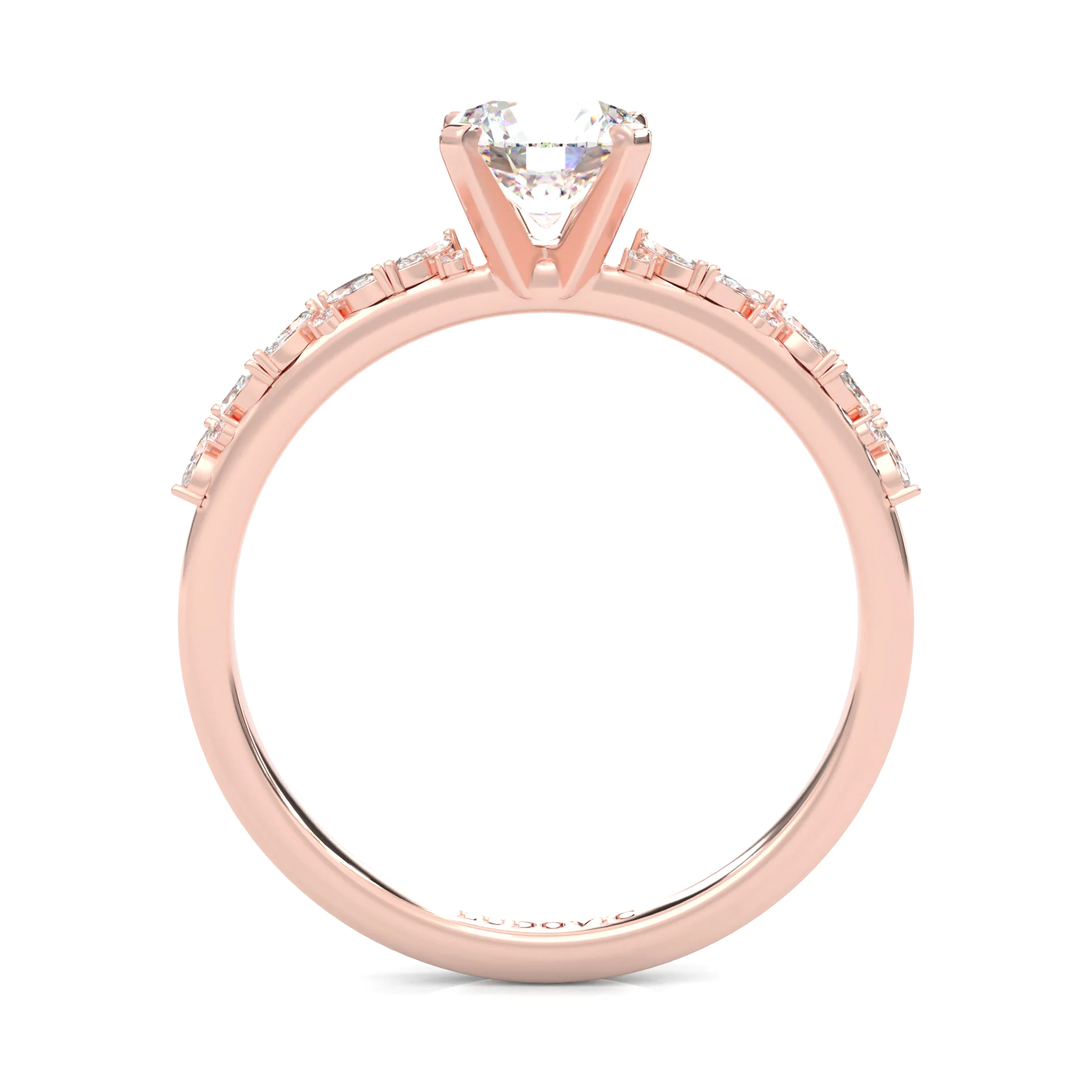 Icy Queen Round And Marquise Engagement Ring ( Rose Gold 14k) - Image 5