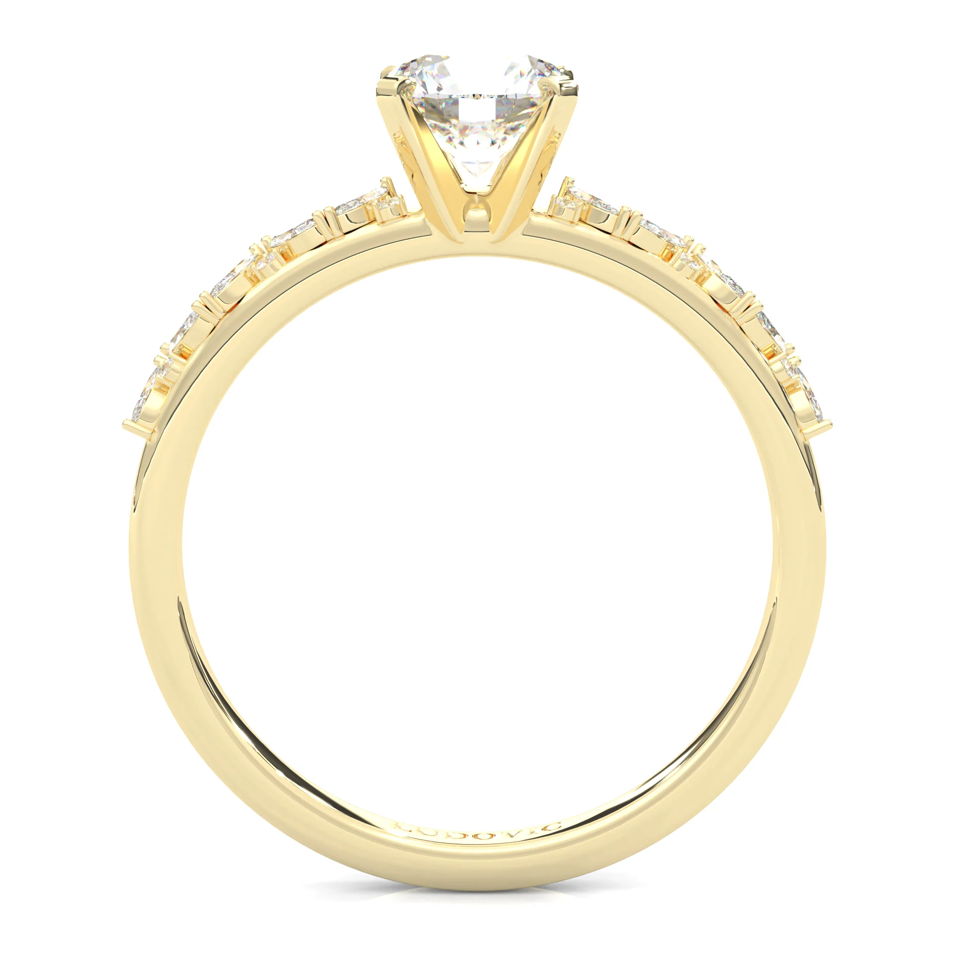 Icy Queen Round And Marquise Engagement Ring ( Yellow Gold 14k) - Image 5