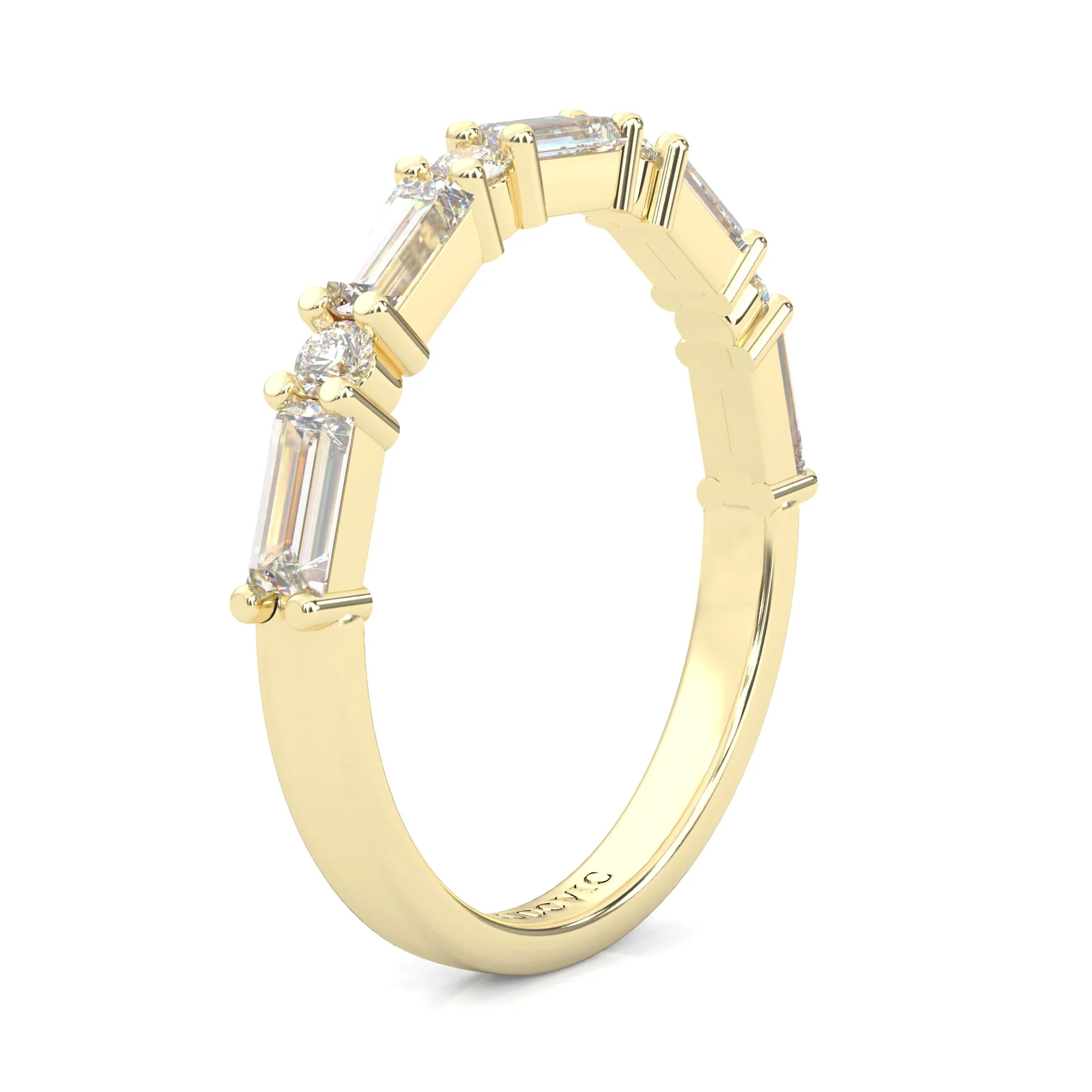 la Tiare Illustre Moissanite Wedding Band ( Yellow Gold ) - Image 4