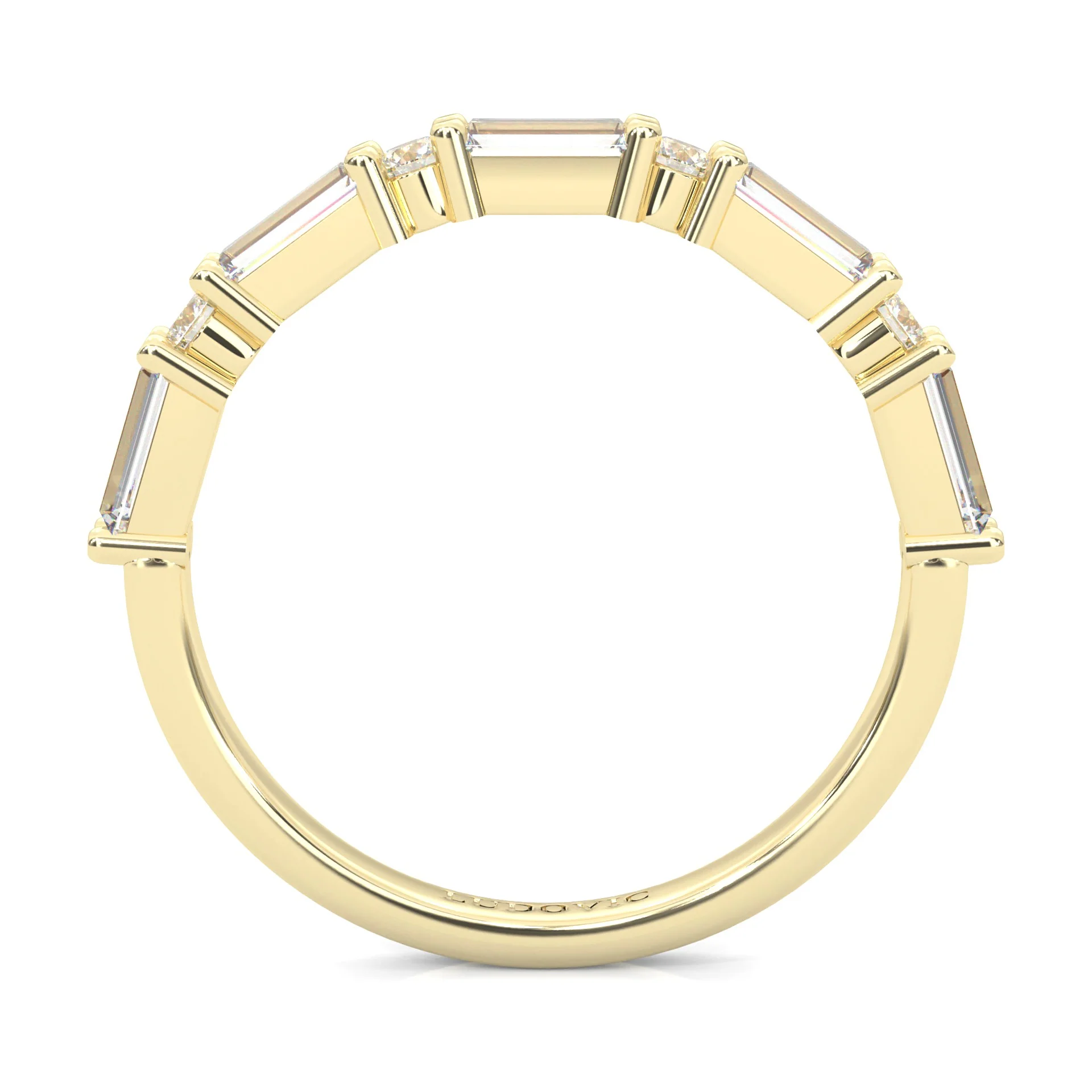 la Tiare Illustre Moissanite Wedding Band ( Yellow Gold ) - Image 5