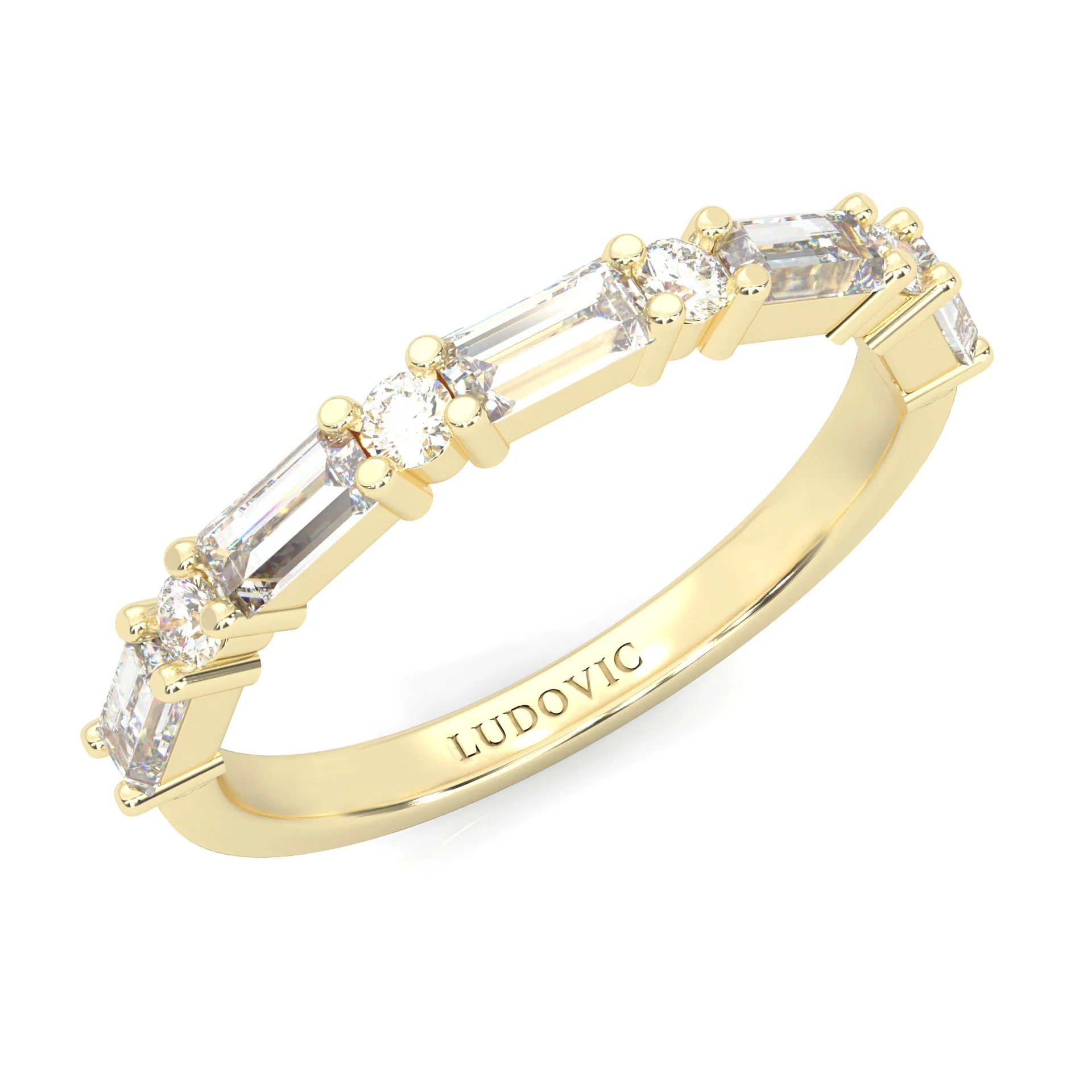 la Tiare Illustre Moissanite Wedding Band ( Yellow Gold ) - Image 6