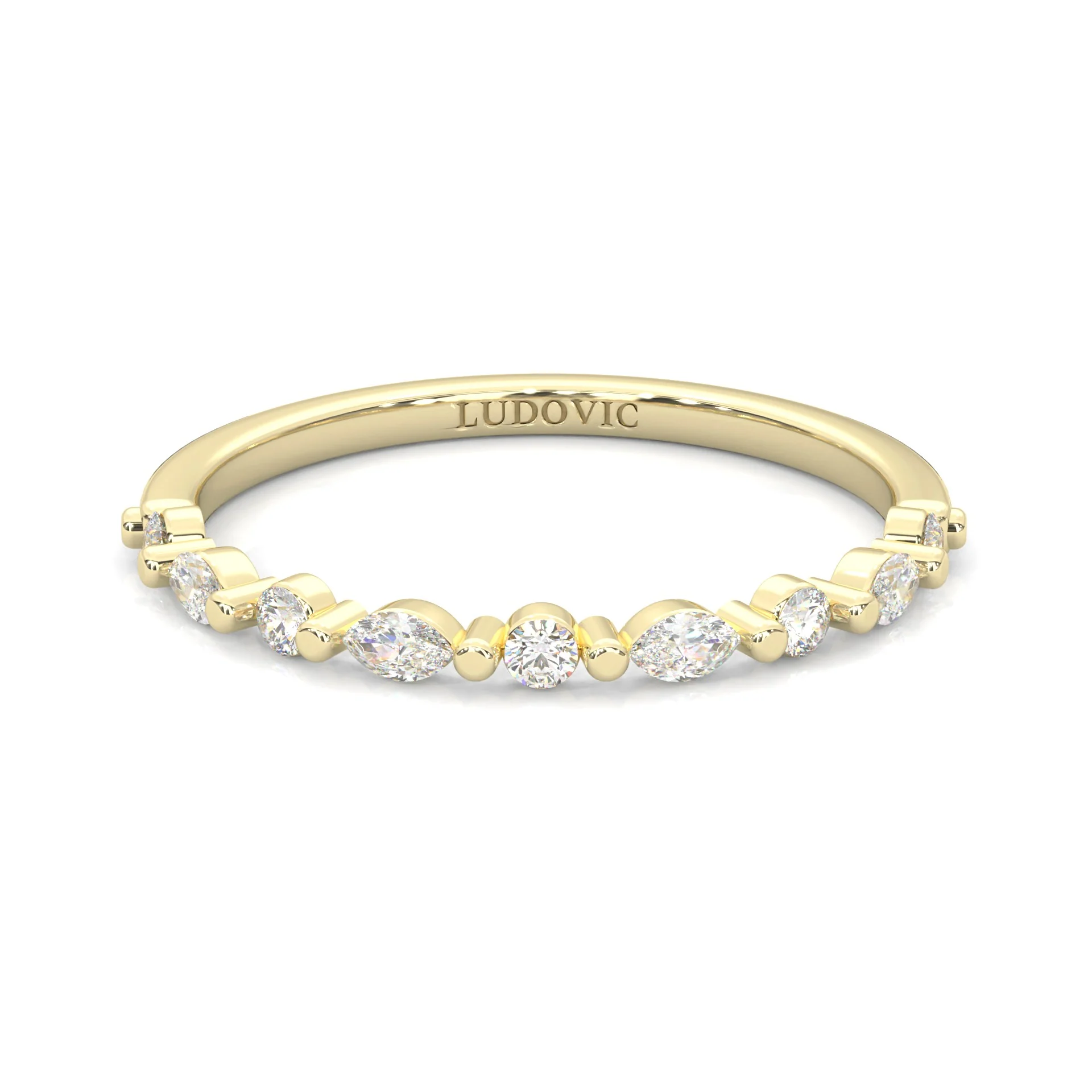 Ludovic Art Style Wedding Set (14k Solid Yellow Gold) - Image 12