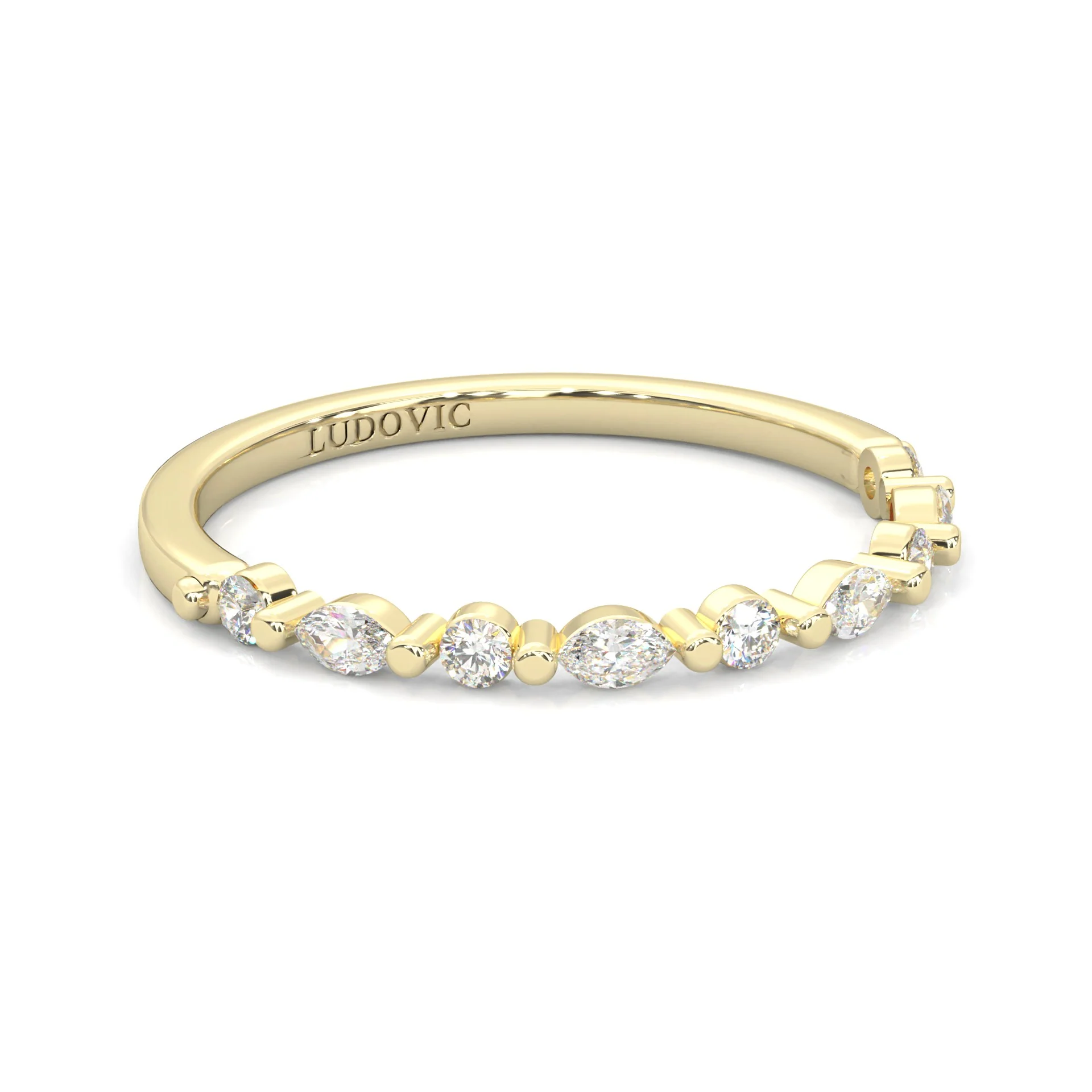 Ludovic Art Style Wedding Set (14k Solid Yellow Gold) - Image 13